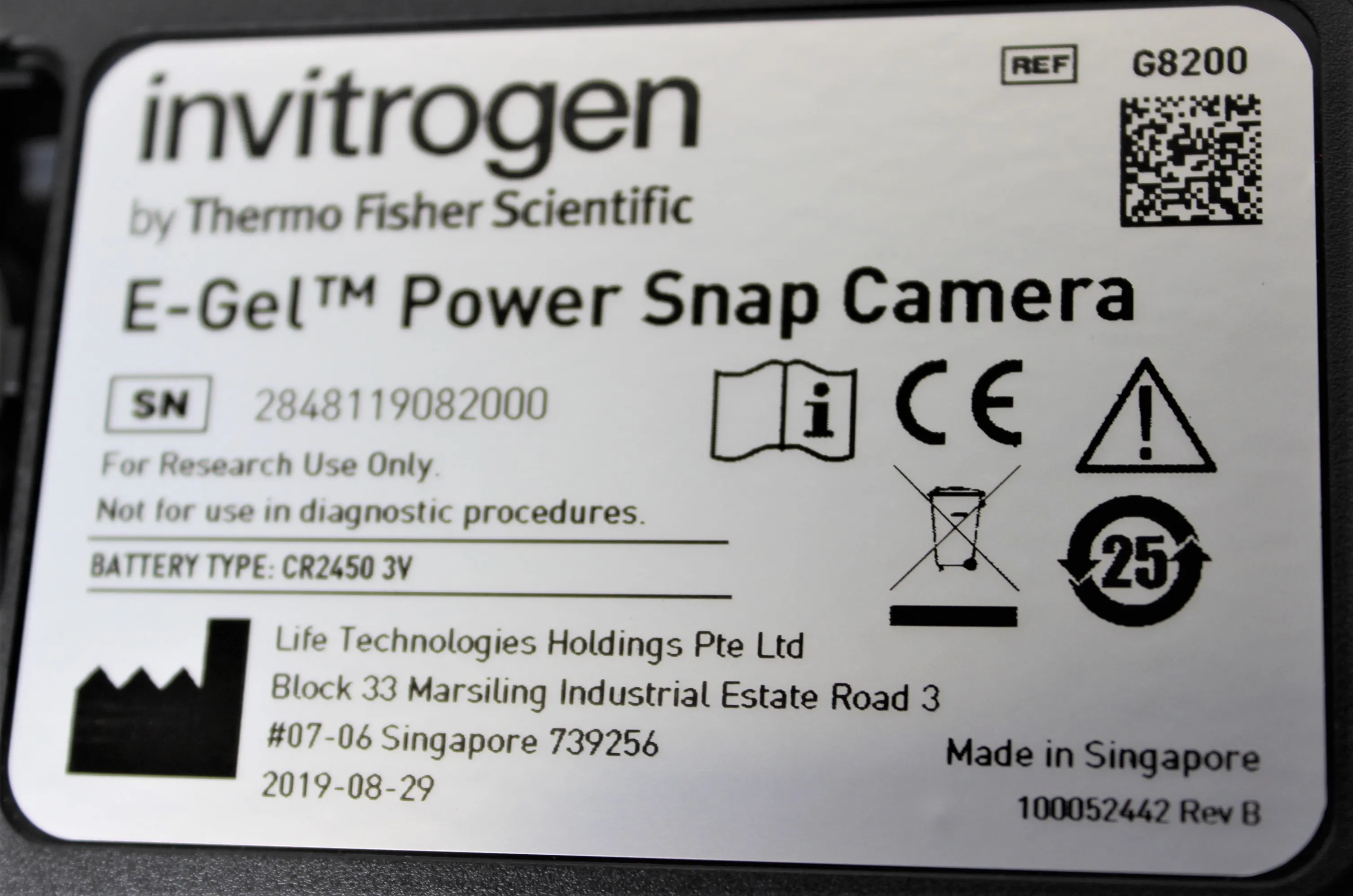 Invitrogen E-Gel Power Snap Camera G8200 Used Lab Accessory