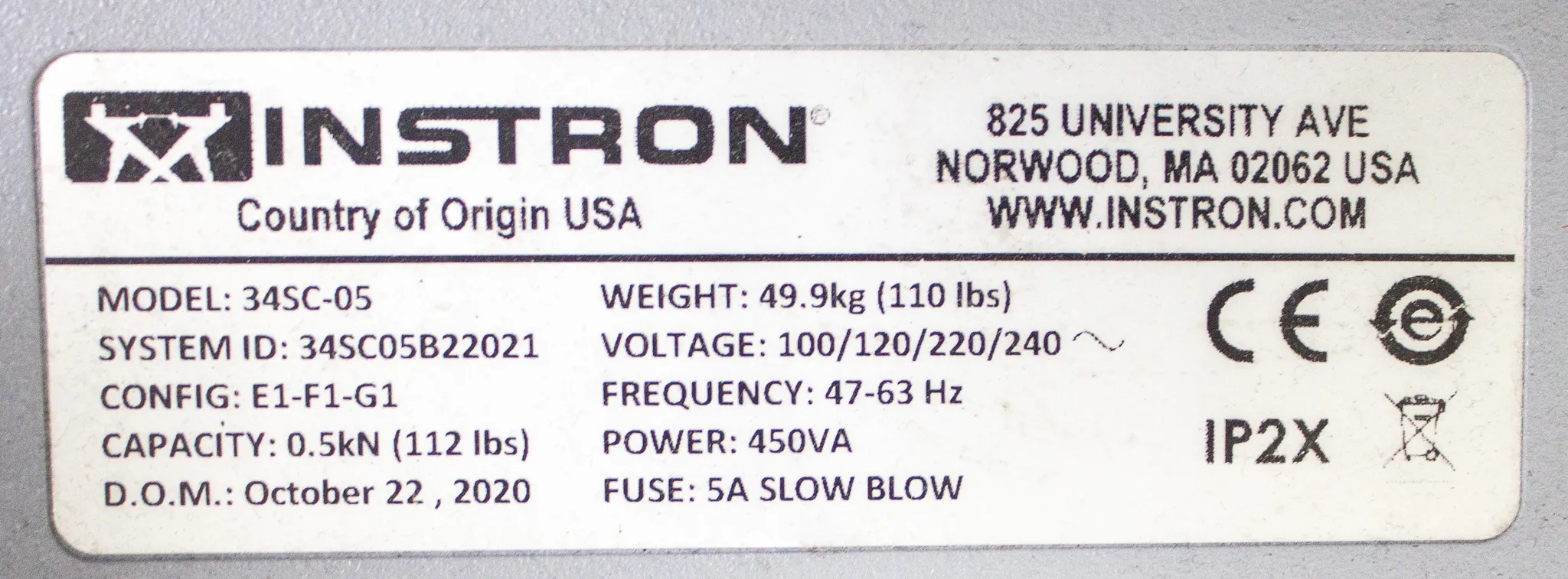 Instron 3400 Series Universal Testing System Model 34SC-05