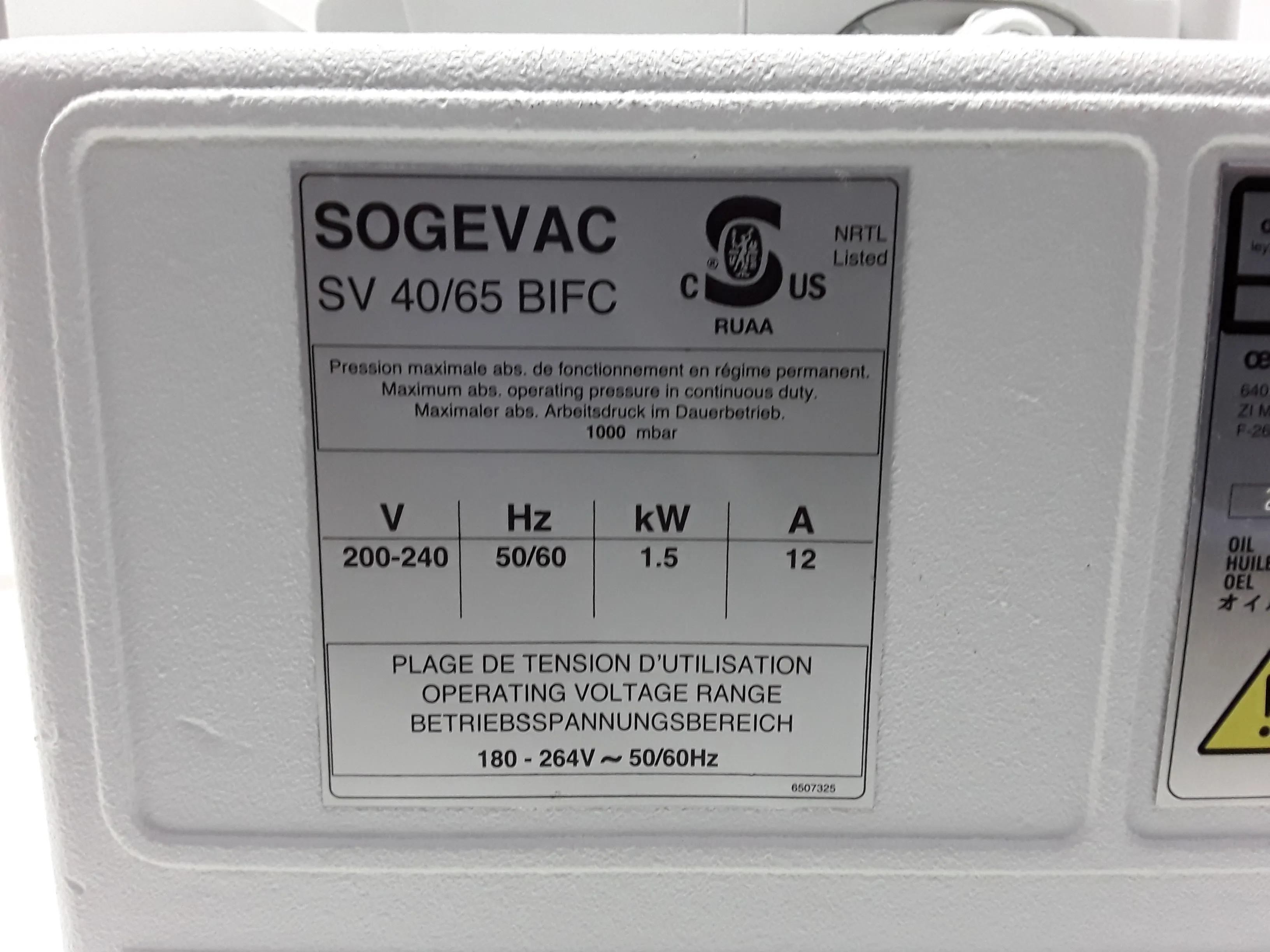 Leybold Sogevac SV65 BI FC Vacuum Pump