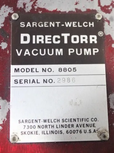 Sargent Welch 8805 Vacuum Pump VG (Very Good) Condition 1/3 HP 1 Phase