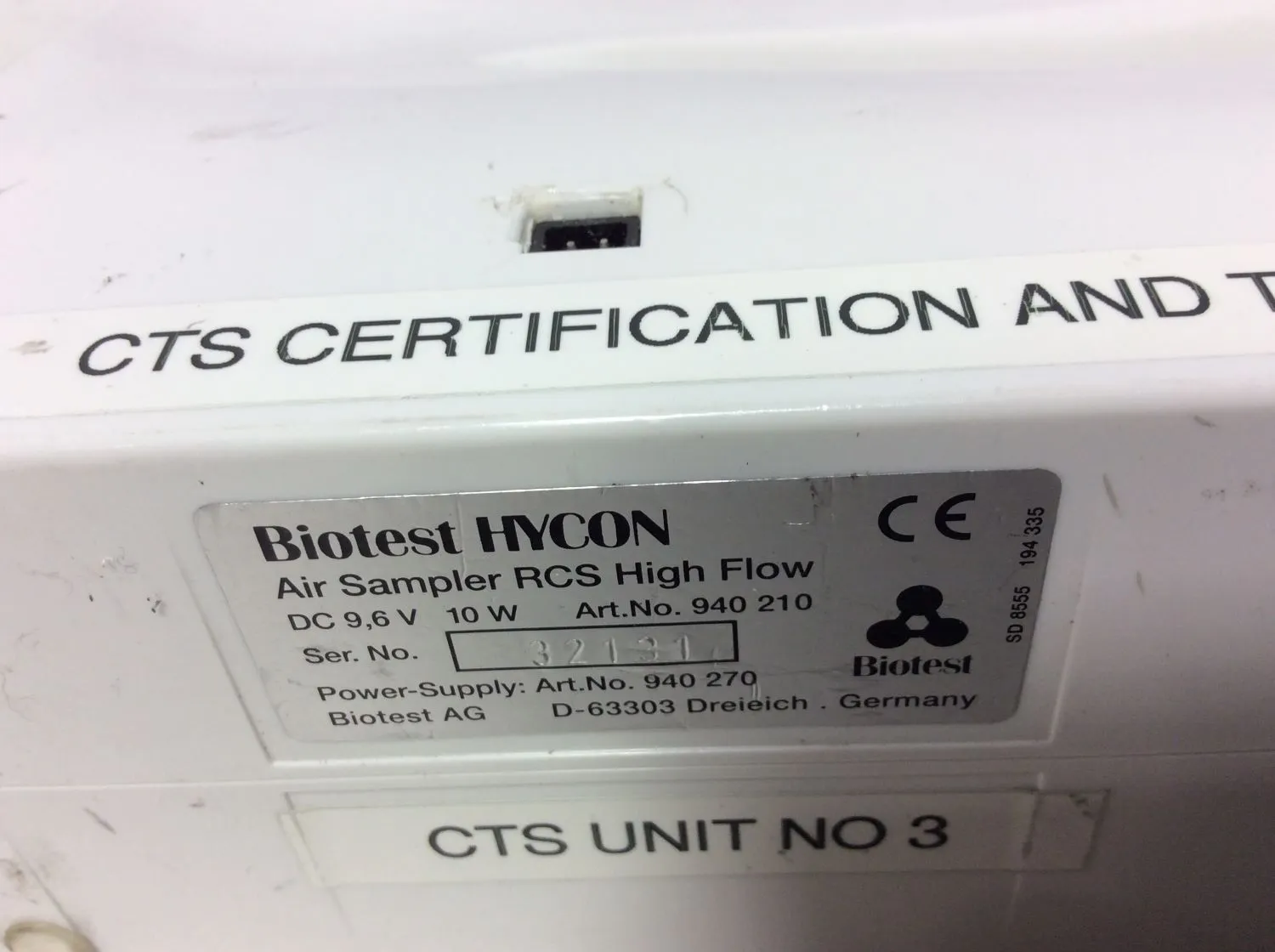 Biotest HYCON Microbial Air Sampler RCS High Flow - For Parts