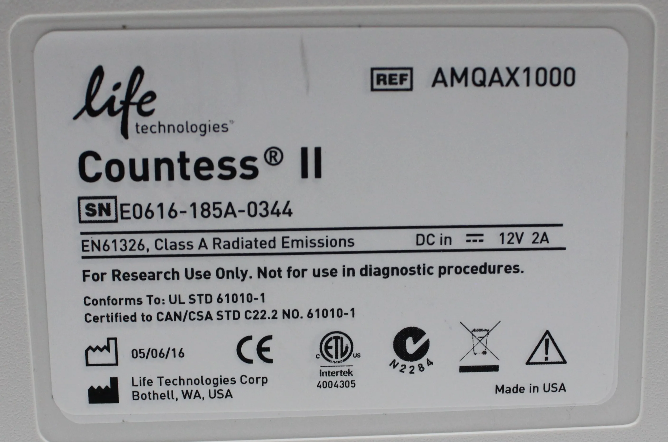 Used Invitrogen Countess II Automated Cell Counter