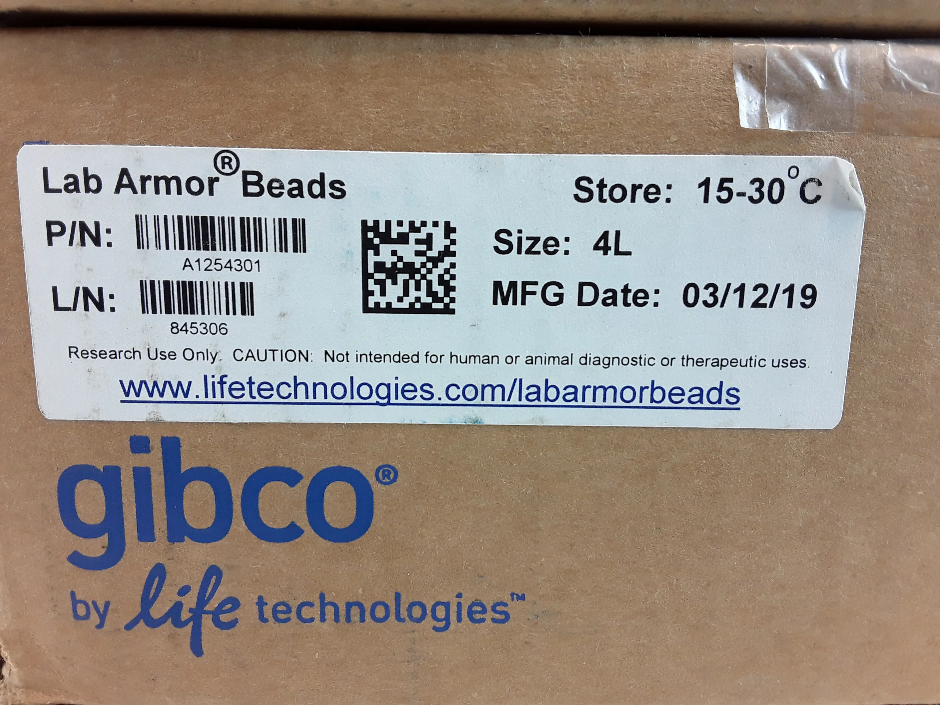 GIBCO BRL Lab Armor Beads A1254301 Dry Bath Beads 4L 6-box Set