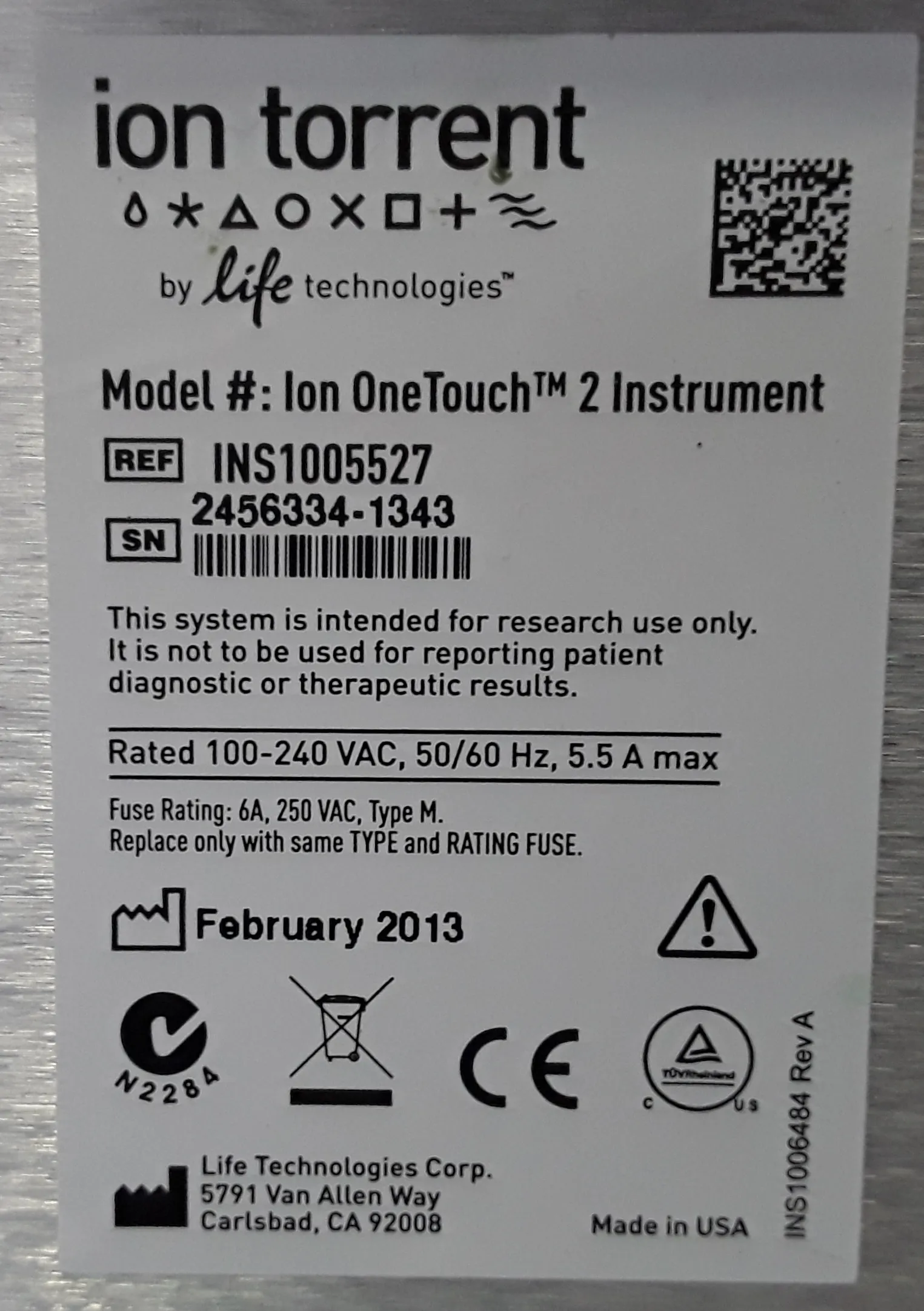 Ion OneTouch 2 DNA Sequencer INS1005527 - Used Lab Equipment