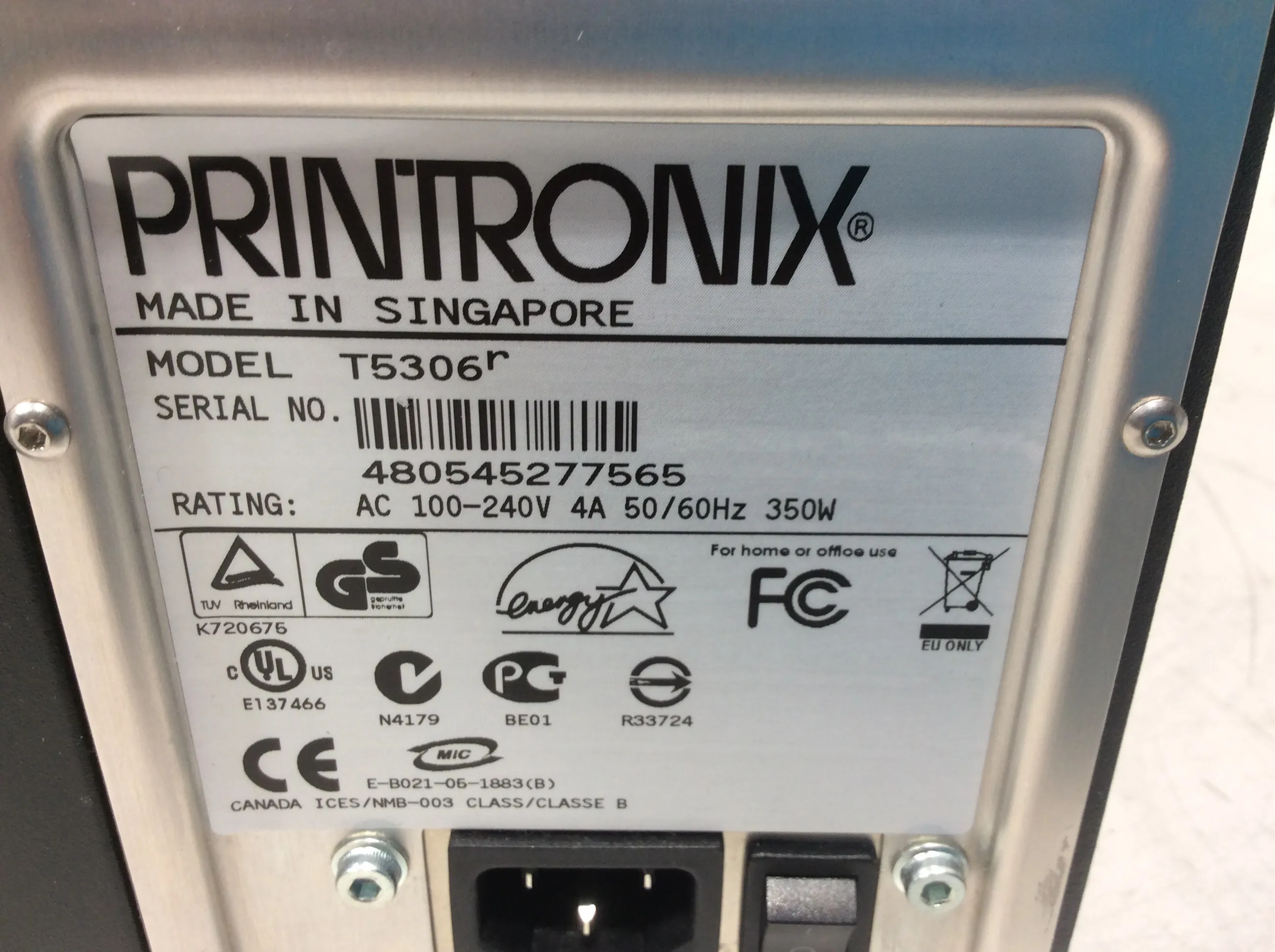 Printronix T5000r Thermal Barcode Label Printer Model T5306r