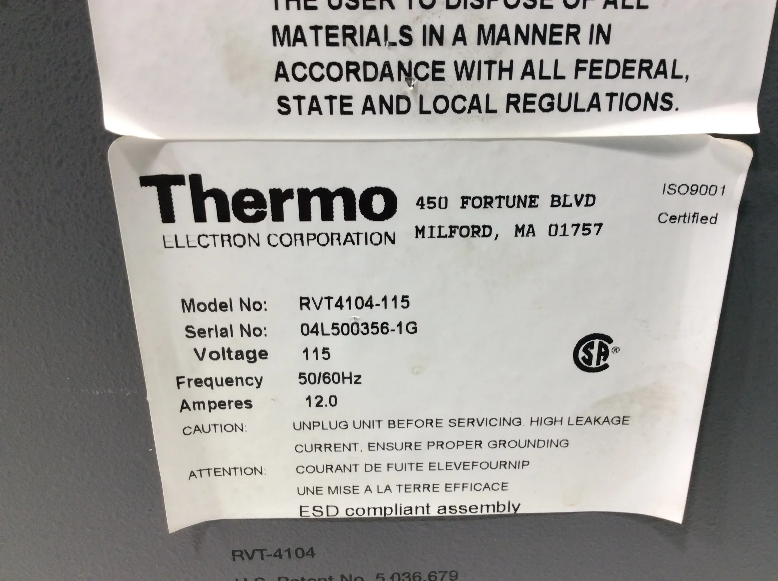 Thermo Scientific RVT4104 Refrigerated Vapor Trap - Used, 30-Day Warranty