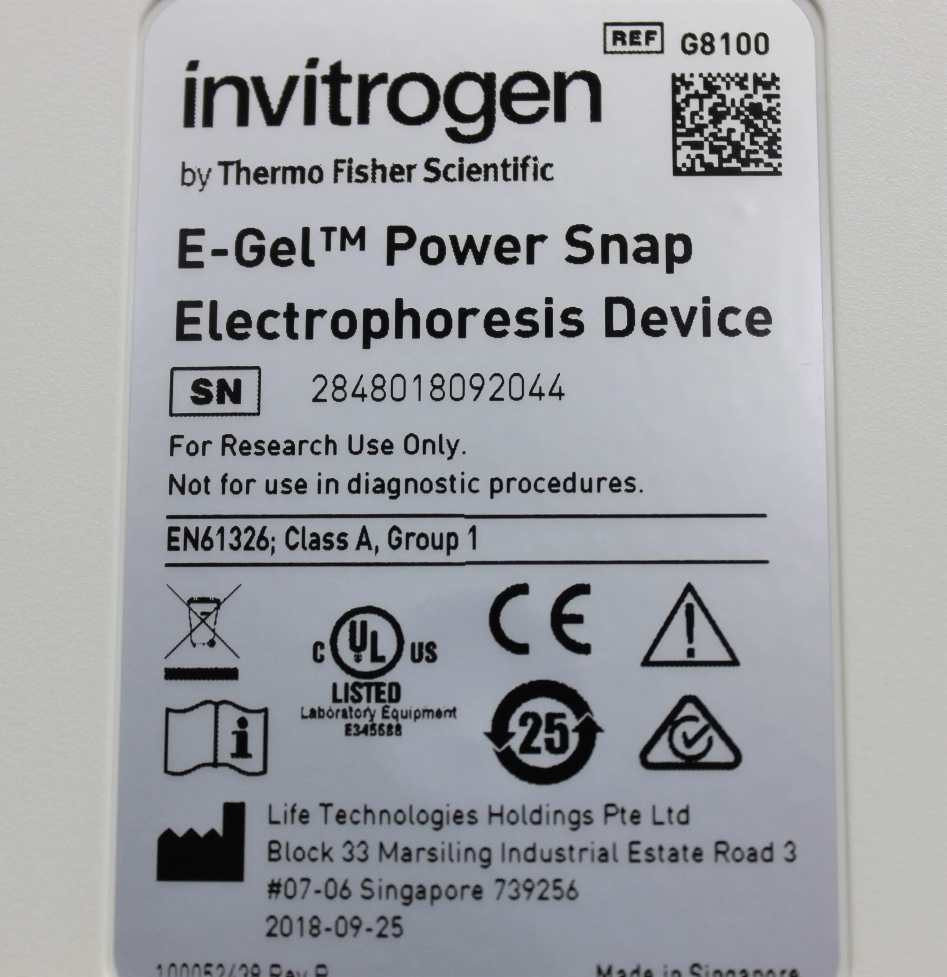 Invitrogen E-Gel Power Snap Electrophoresis Device G8100