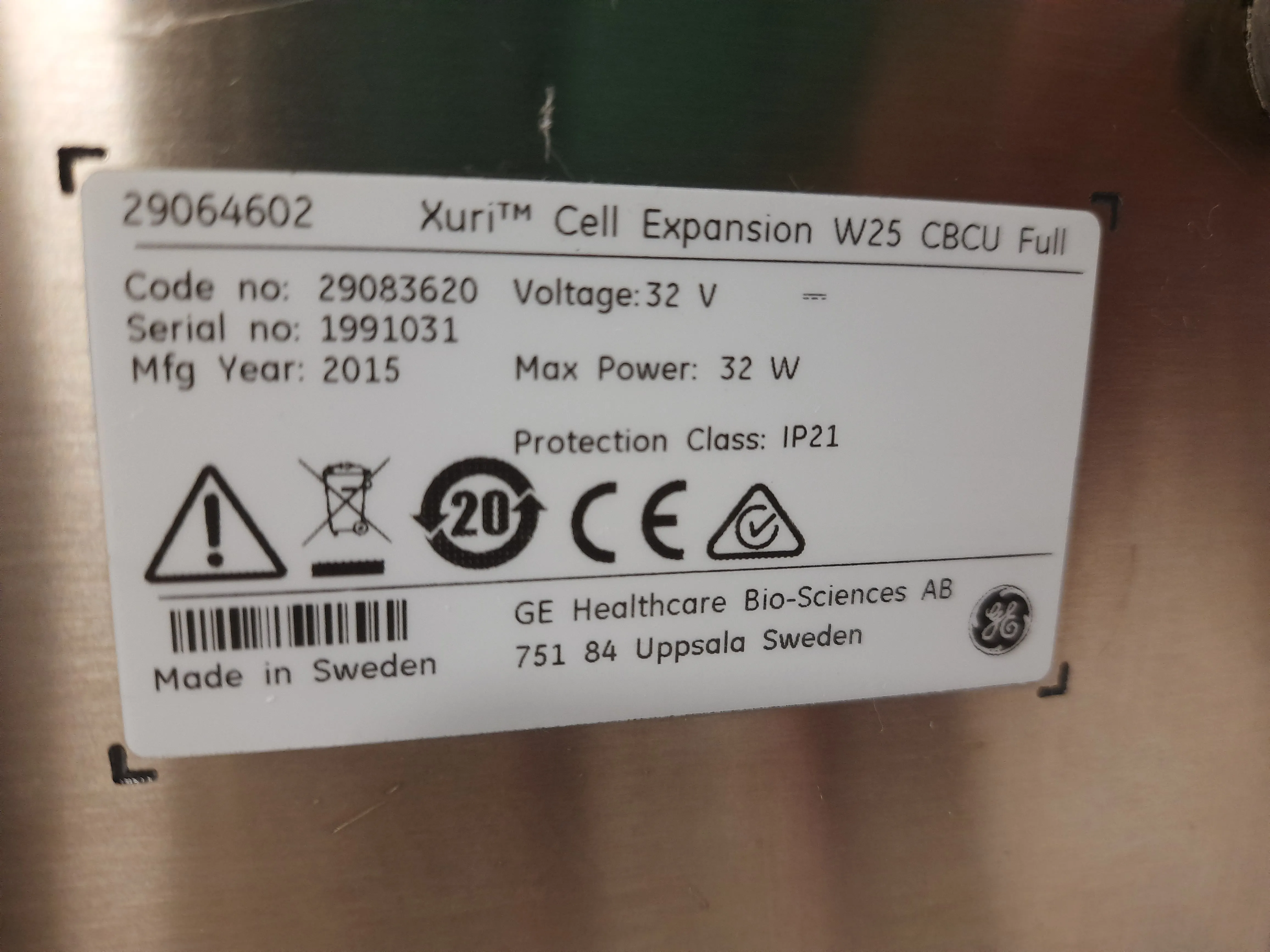 GE Healthcare Xuri Cell Expansion System W25 Cell Harvester 29-0645-68