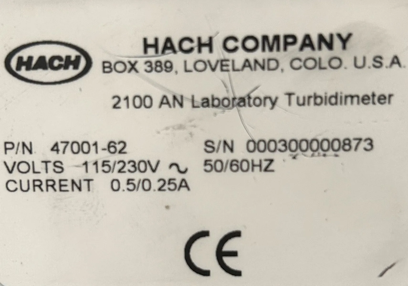 Hach 2100AN Laboratory Turbidimeter