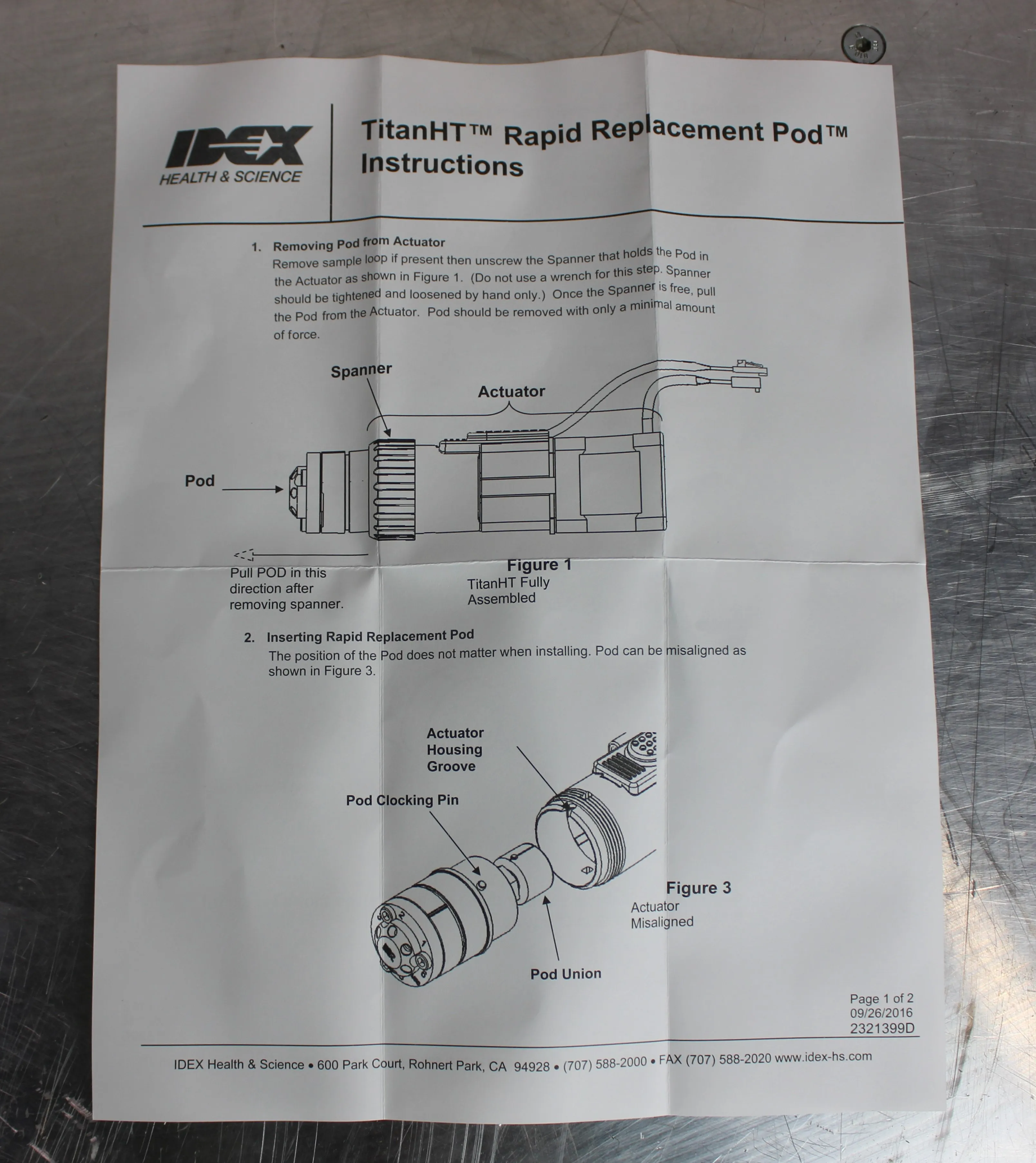 Rheodyne 2/6, TitanHT, VIM A Valve Rapid Replacement Pod PD725-000