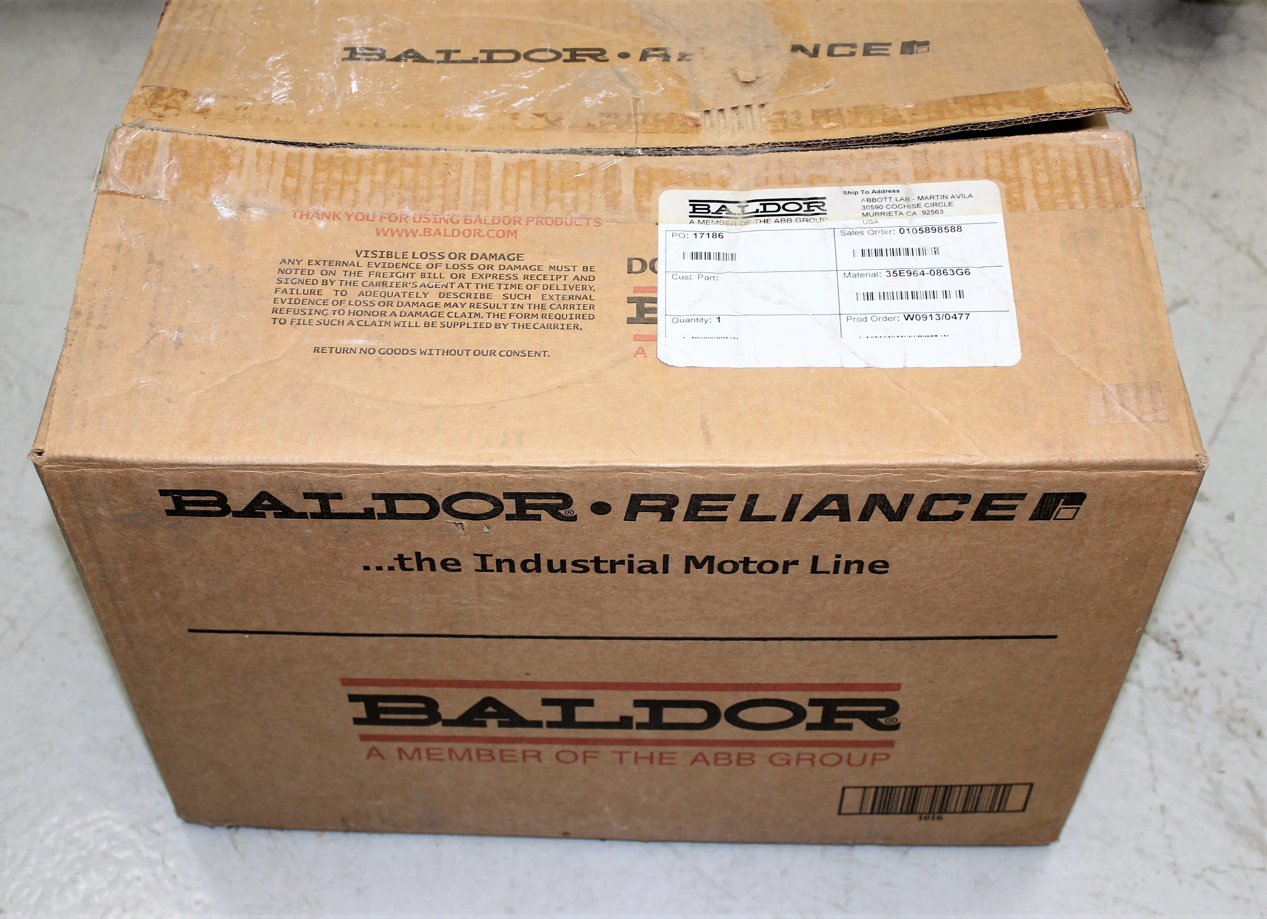 Baldor 35E964-0863G6 AER Control Systems Motor 3HP