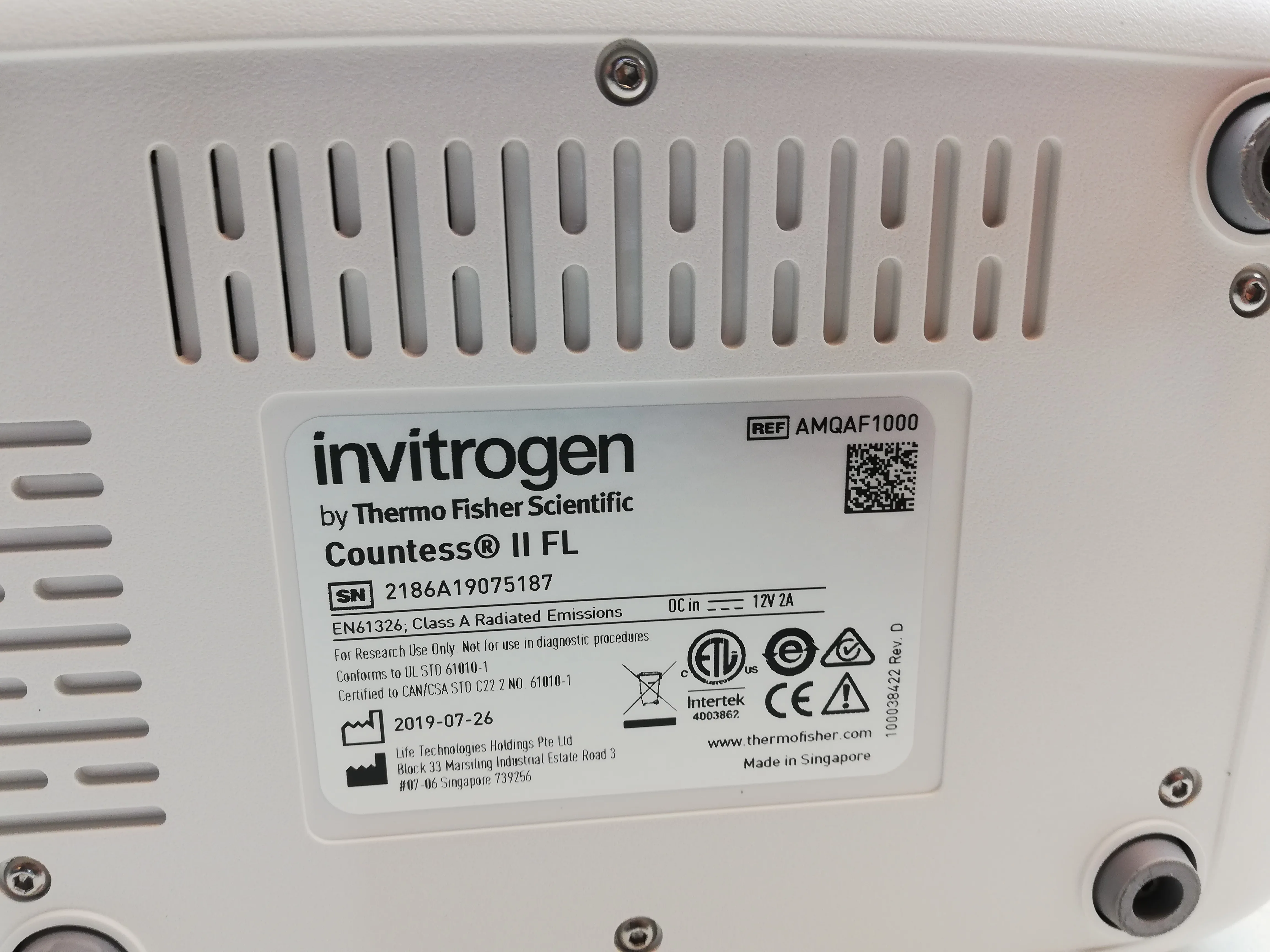 Invitrogen Countess II FL Automated Cell Counter AMQAX1000