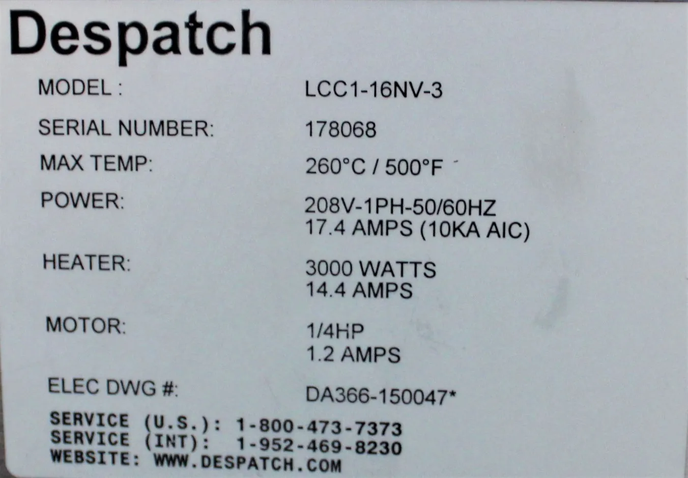 Despatch LCC1-16NV-3 Double Stack Series Incubator Oven with MRC 51000015AF Chart Recorder