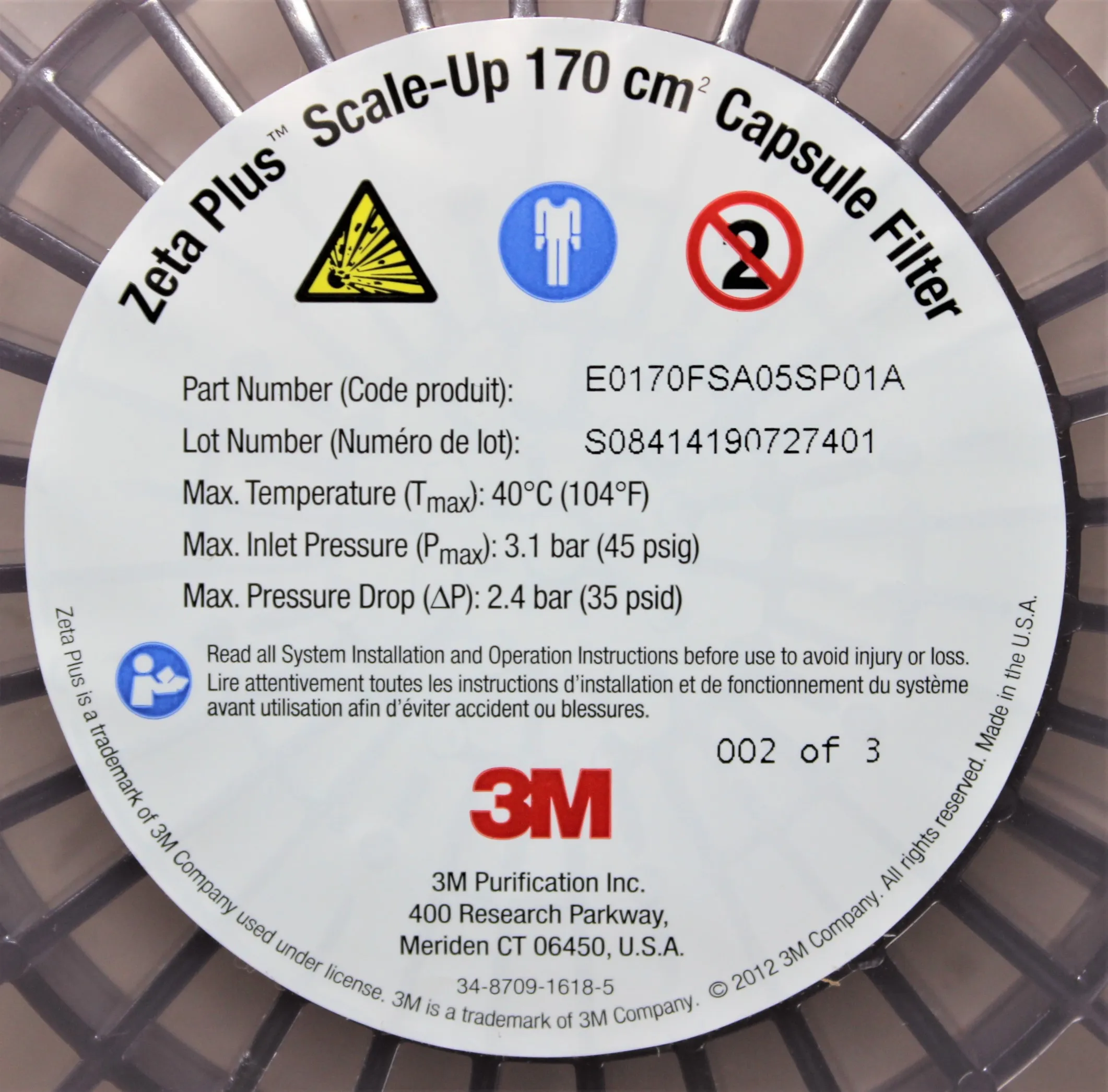 3M Zeta Plus EXT SP Scale-Up 170cm Capsule Filter E0170FSA05SP01A