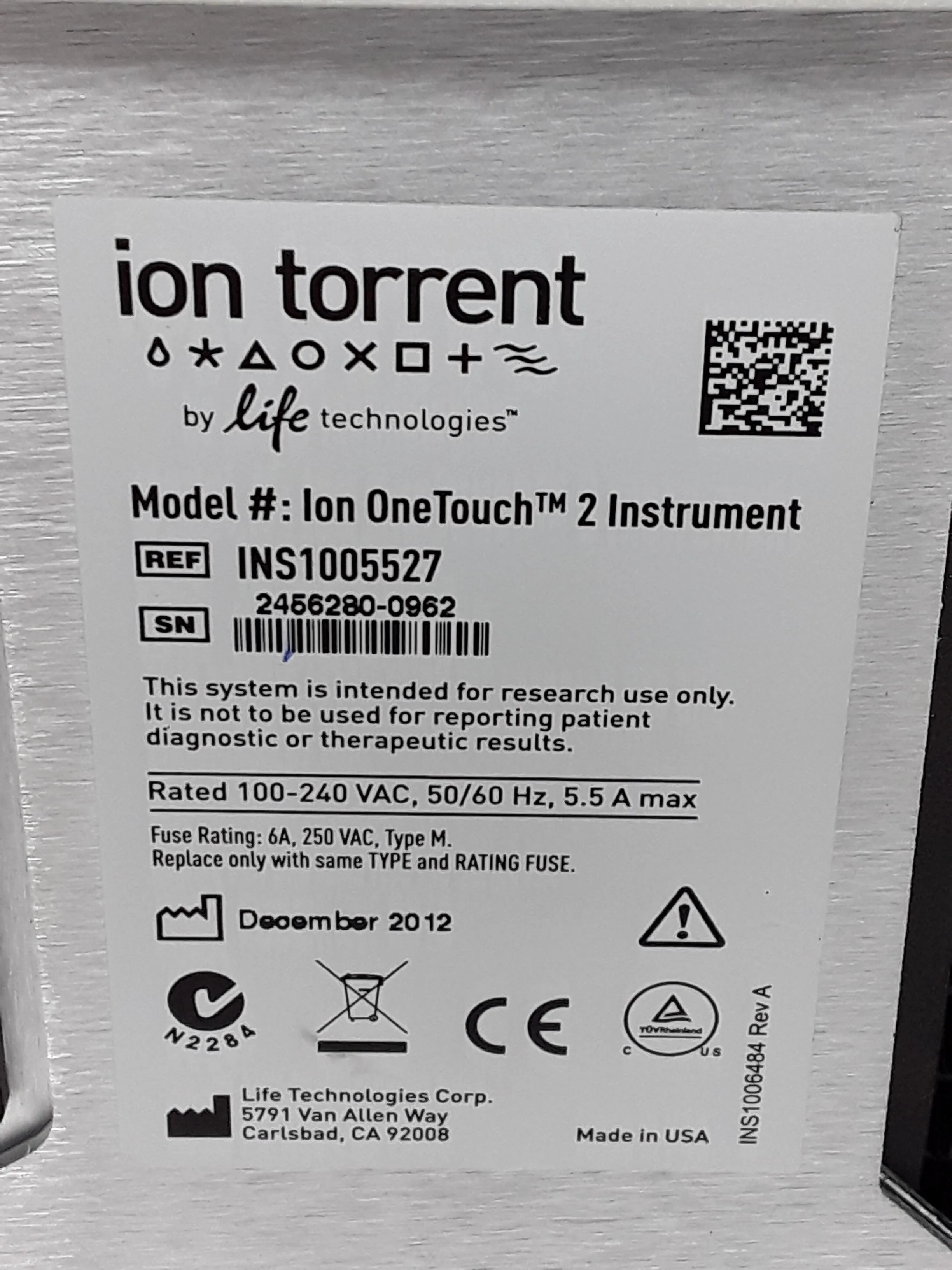 Ion OneTouch 2 Instrument and Ion OneTouch ES Enrichment Module