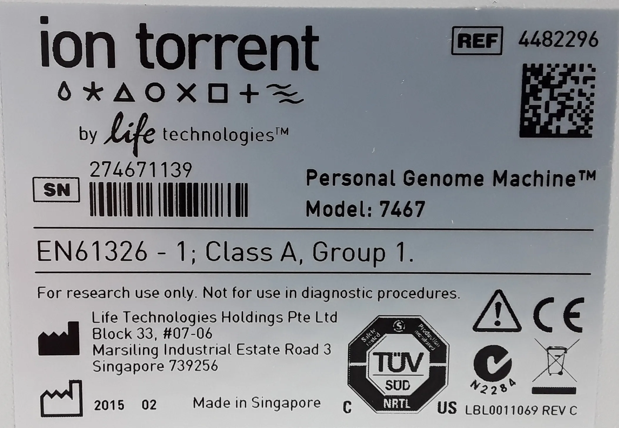 Life Technologies Personal Genome Machine 7467 DNA Sequencer