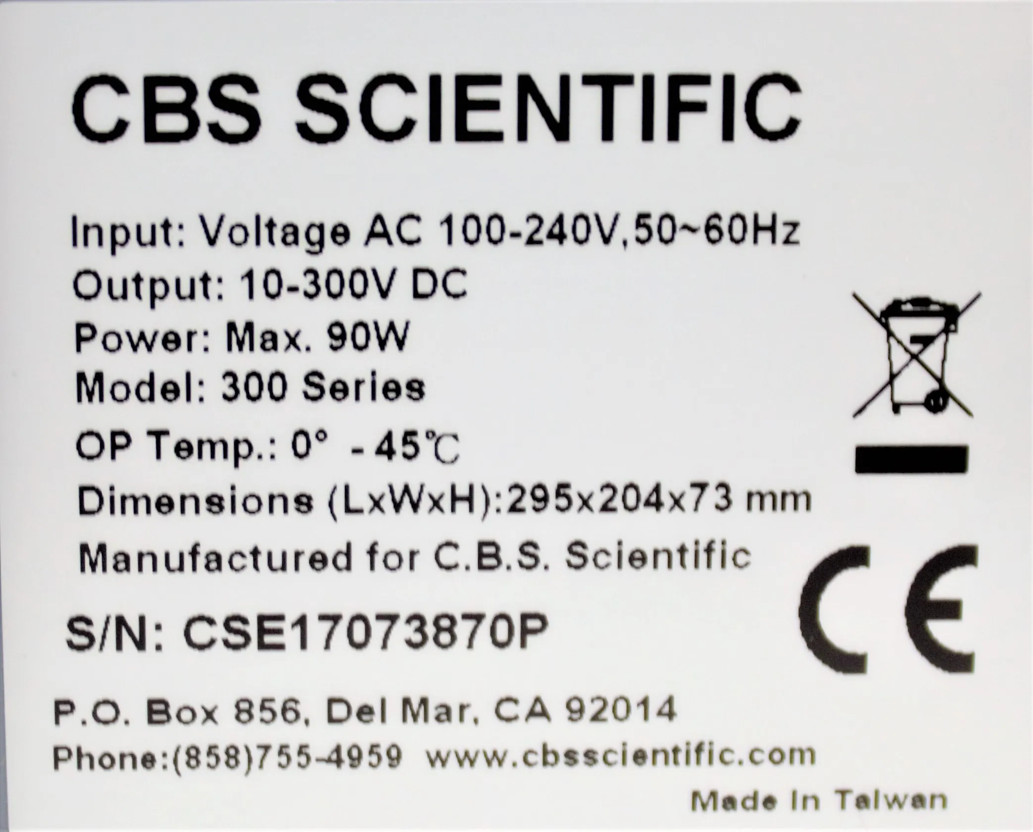 CBS Scientific EPS-300 X Electrophoresis Power Supply