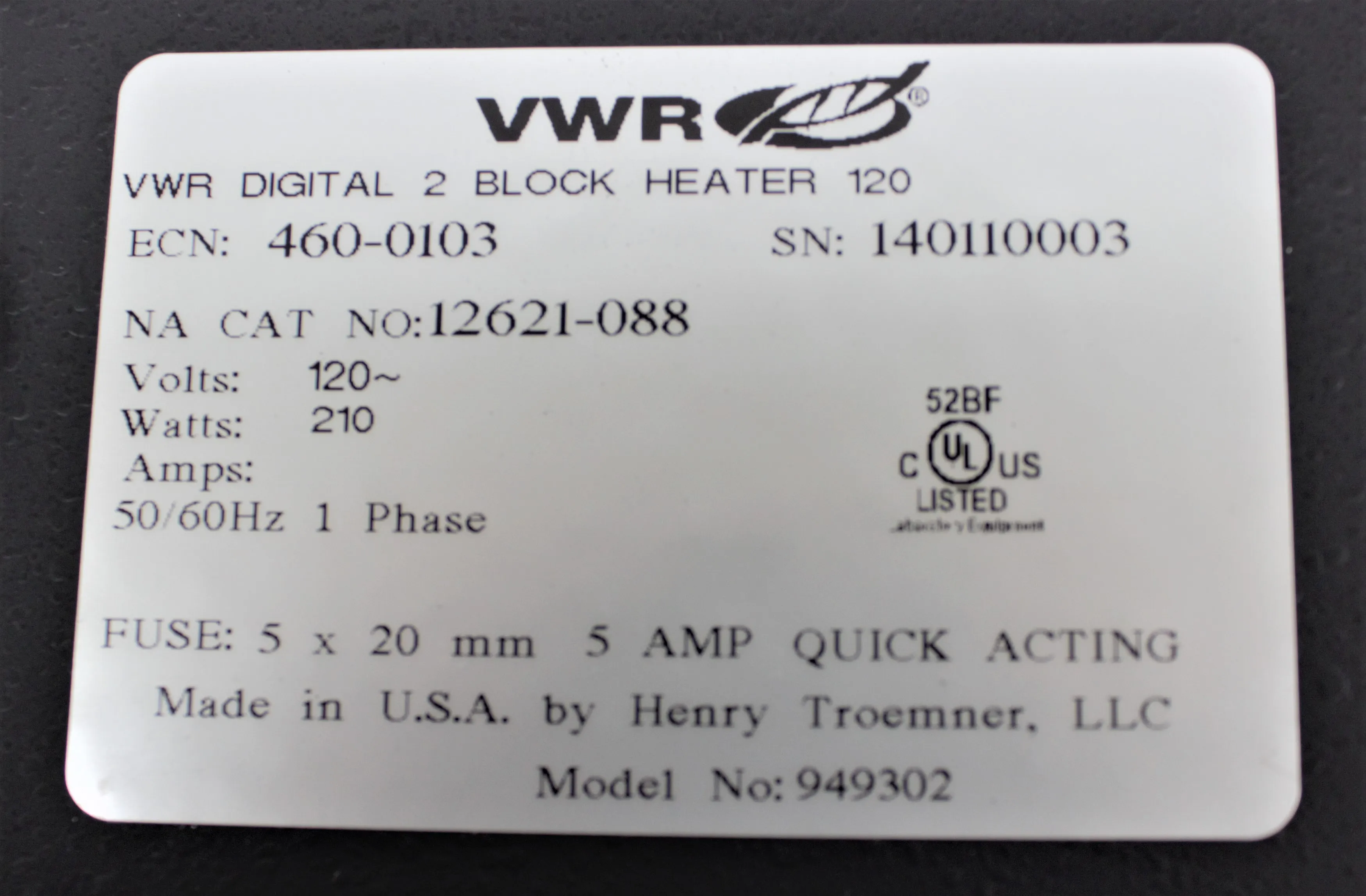 VWR Digital Multi Heat Block Unit - VWR Digital Multi Heat Block Accommodates 4 Blocks