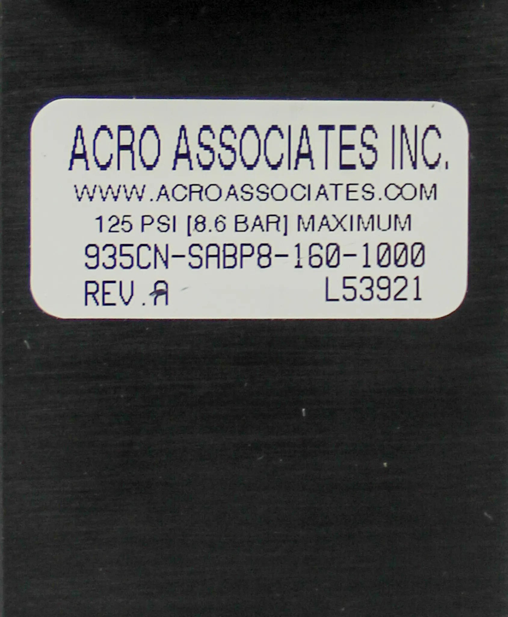 ACRO Associates Pneumatic Actuated Valves 935CN-SABP8-160-1000 (30/pc)