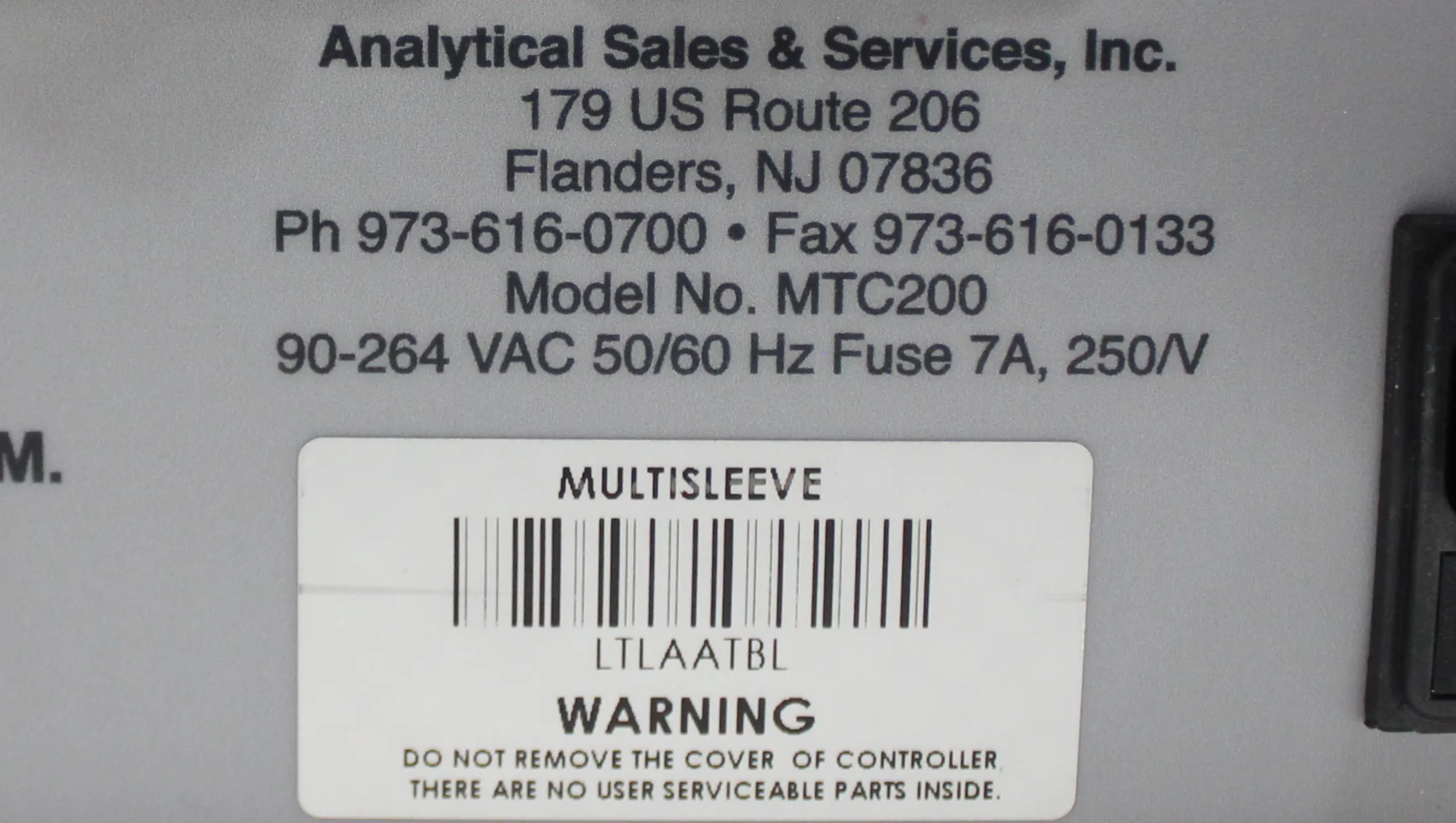 Analytical Sales & Products MultiSLEEVE MTC200 Controller