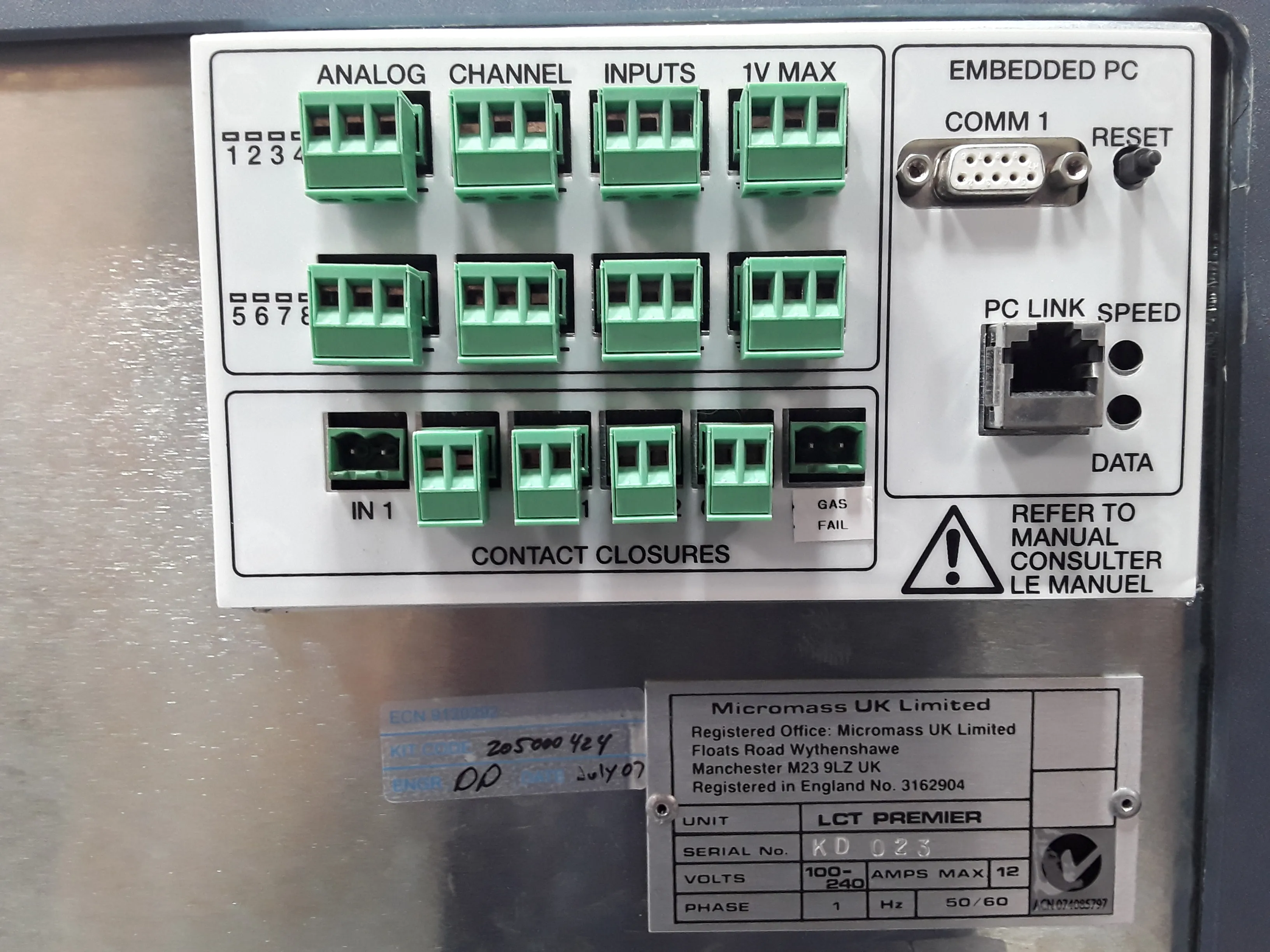 Waters LCT Premier Micromass MS Technologies