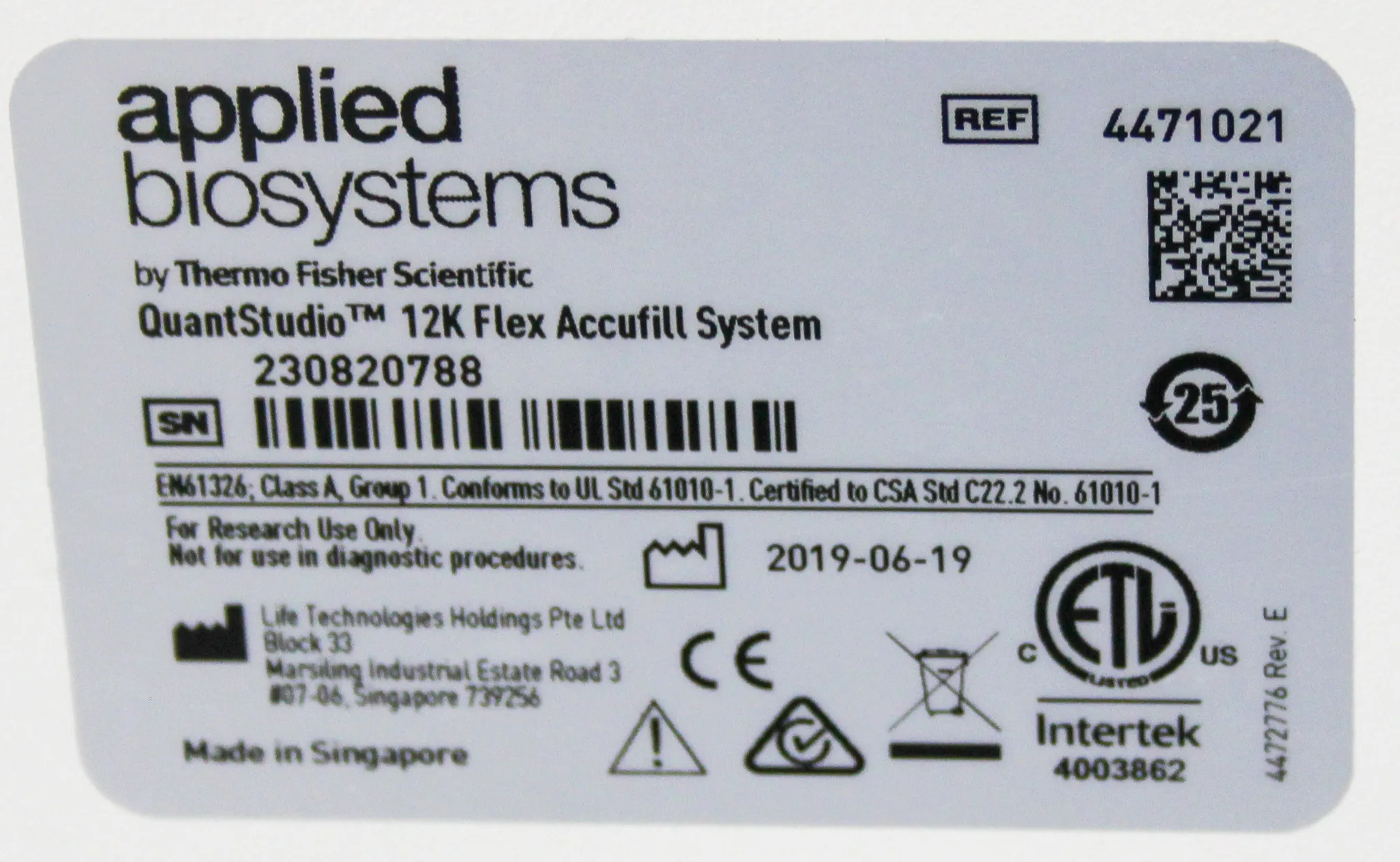 Applied Biosystems QuantStudio 12K Flex Accufill System 4471021