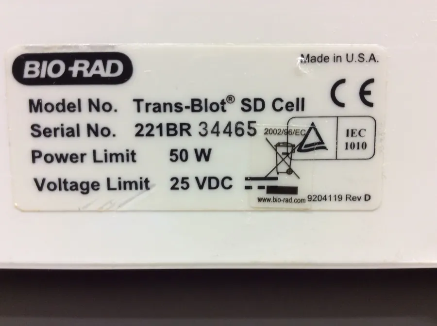 BIO-RAD Trans-Blot SD Semi-Dry Transfer Cell Gel Dryer | Model: Trans-Blot SD Semi-Dry Transfer Cell | Used Lab Equipment