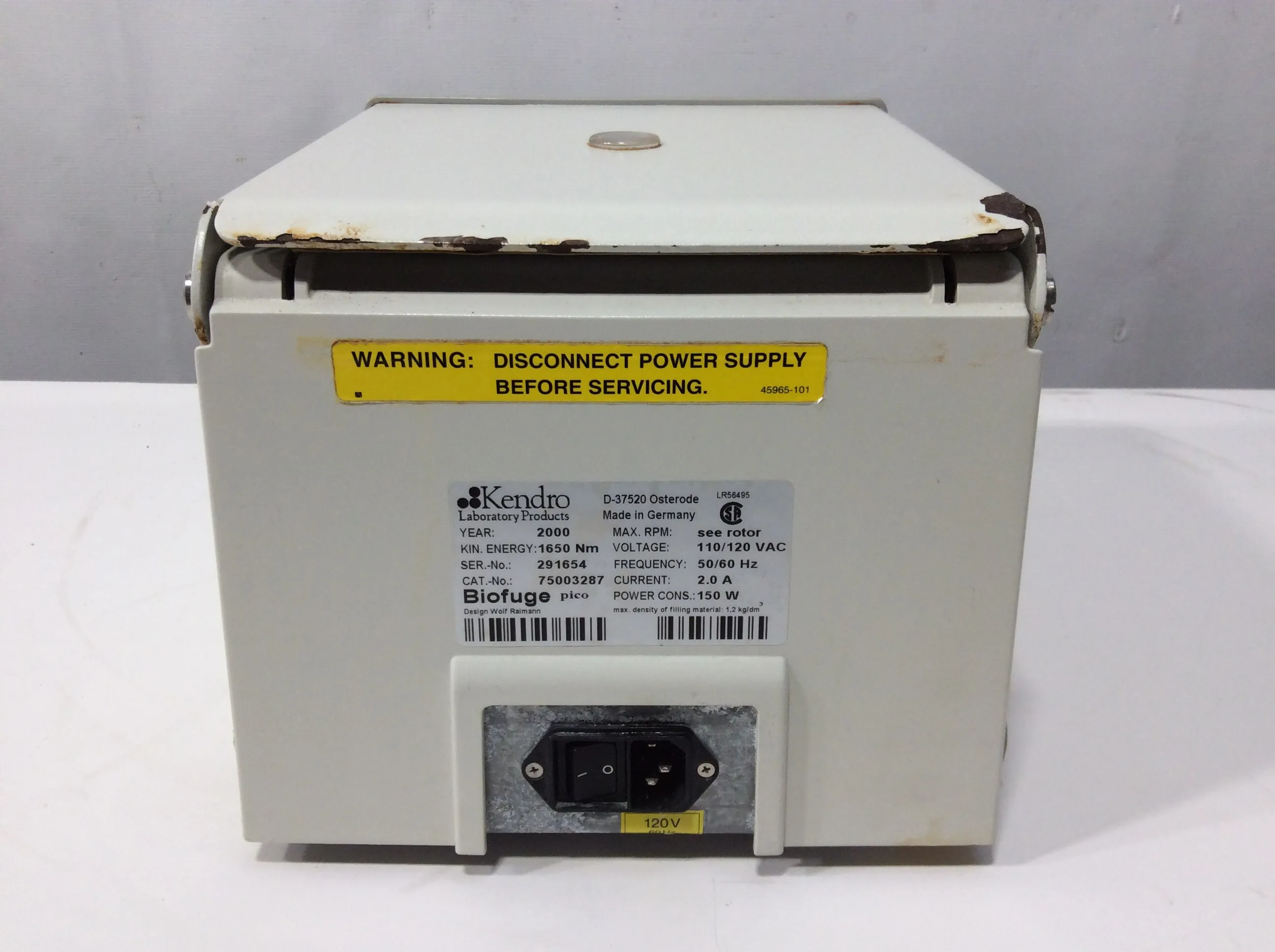 Sorvall Biofuge Pico Centrifuge w/ Rotor & Lid, 13,000 RPM 24x1.5/2.0ML