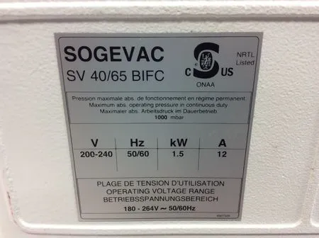 Sogevac SV65 BI FC Vacuum Pump