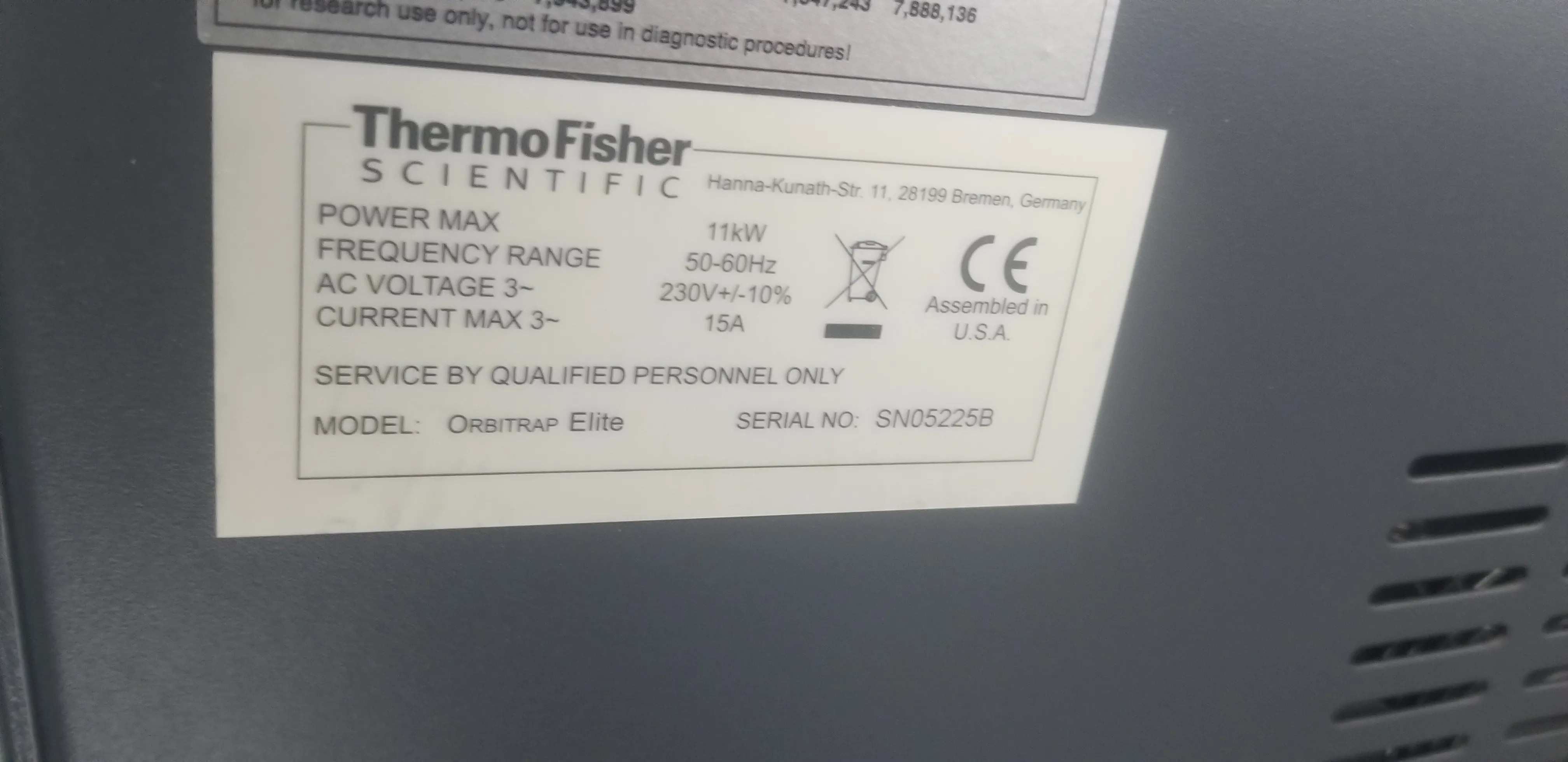 Thermo Fisher Orbitrap Elite & Velos Pro LTQ Hybrid Mass Spectrometer with Powervar and Thermoflex Chiller