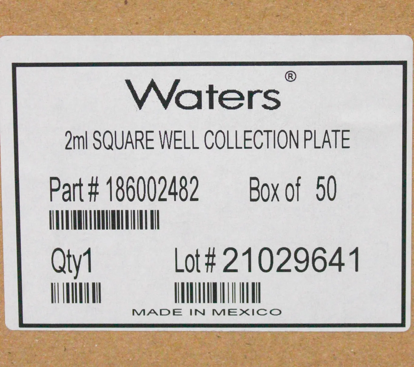 WATERS 2ml Square Well Collection Plate Part 186002482 50/pk