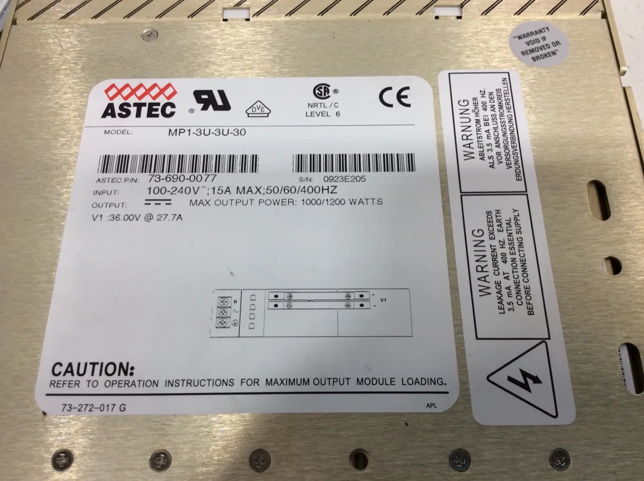 Astec MP1-3U-3U-30 DC PSU Power Supply - UPS