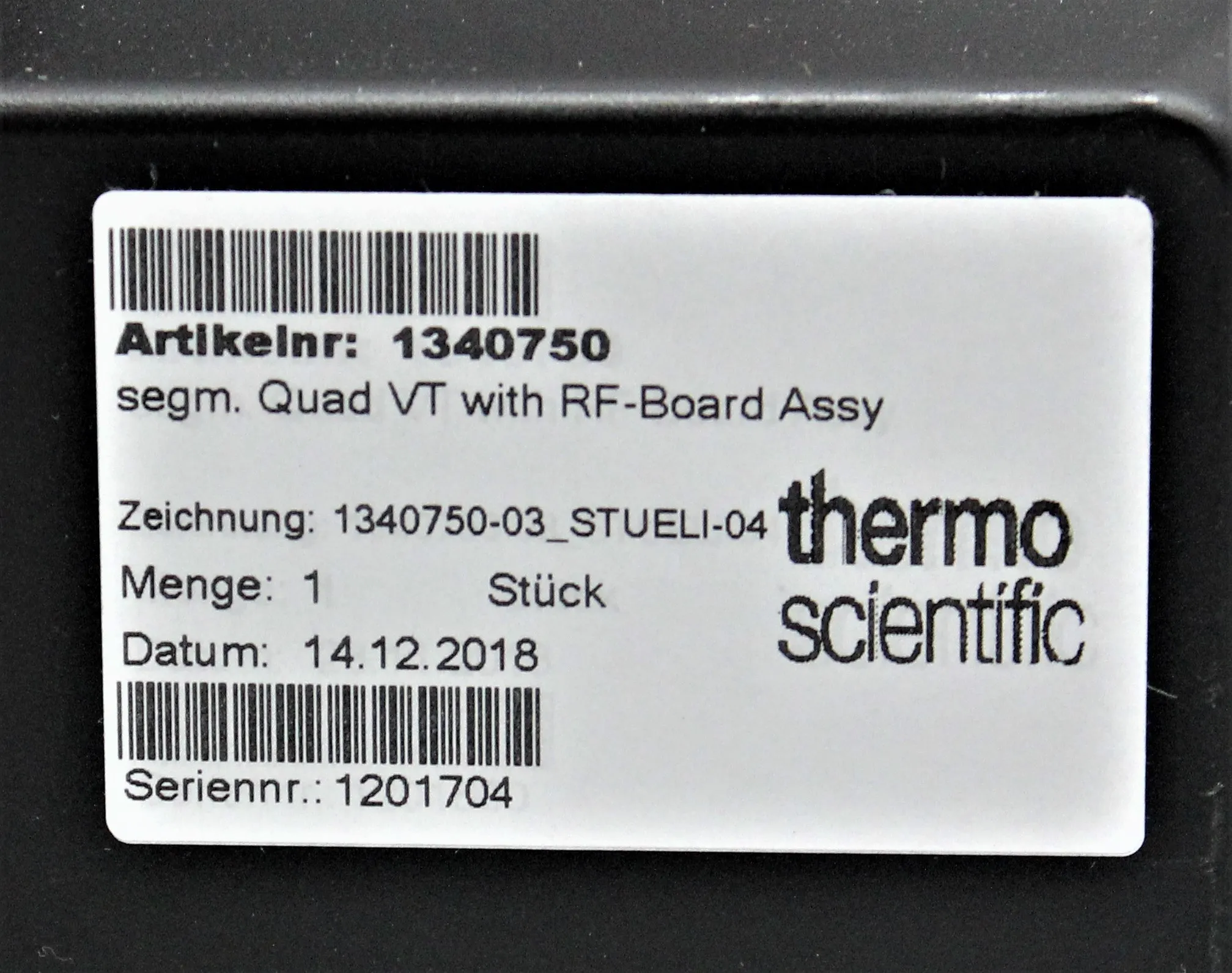 Thermo Scientific Segm Quad VT with RF-Board Assy 2141740