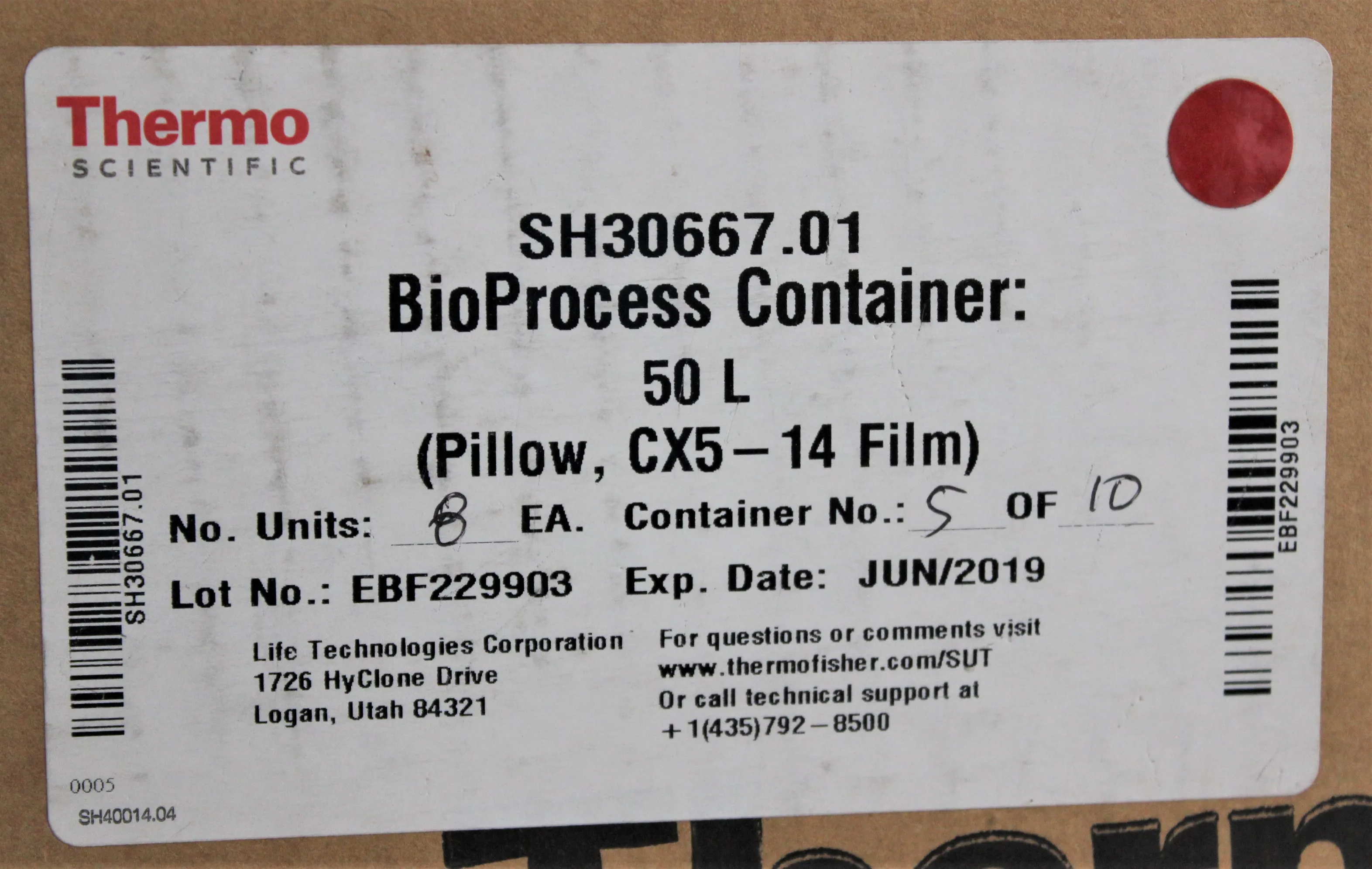 Thermo Scientific Labtainer BioProcess Container - 50L Pillow SH30667.01