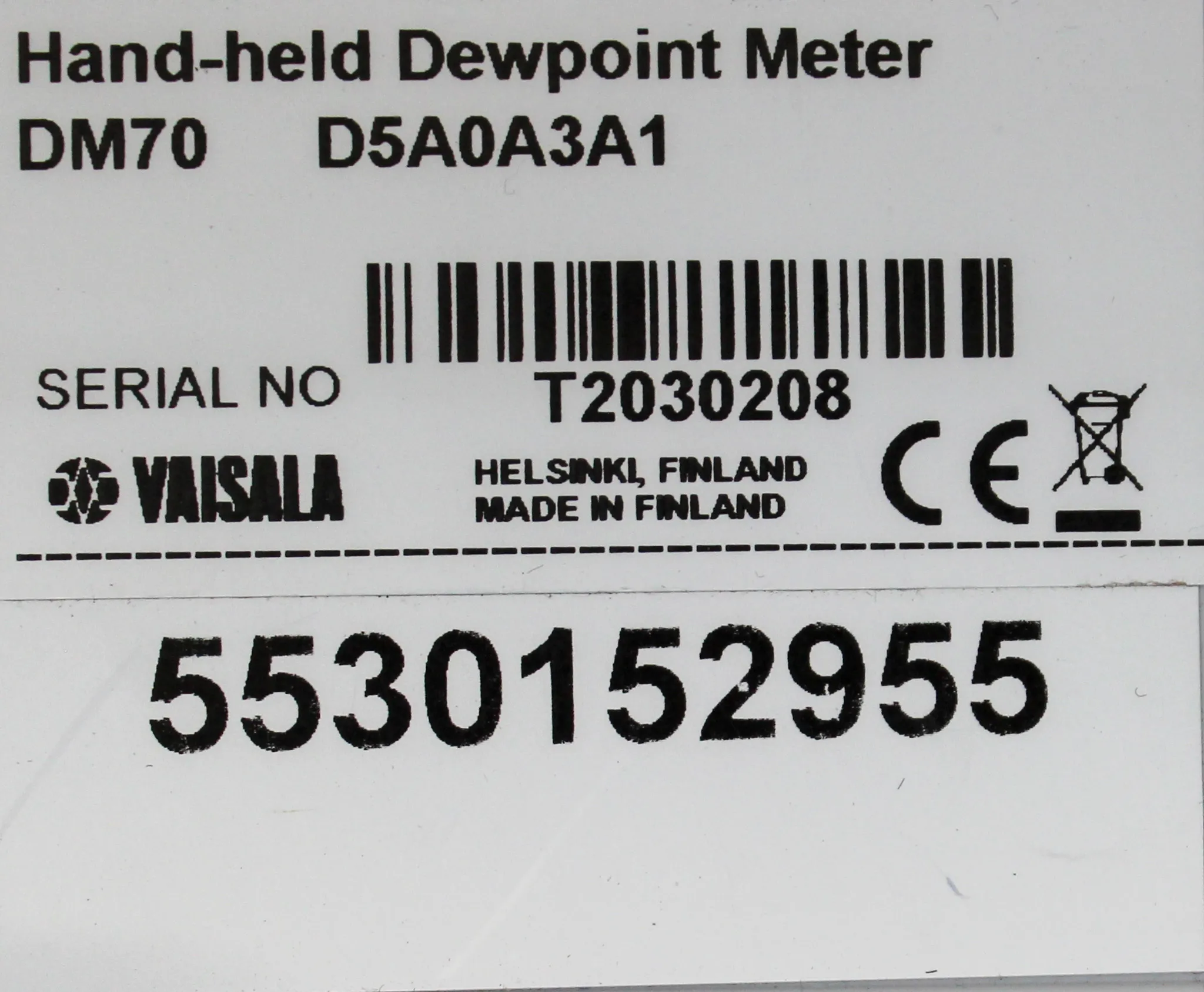 Vaisala DM70 Handheld Dewpoint Meter with Probe and USB Cable