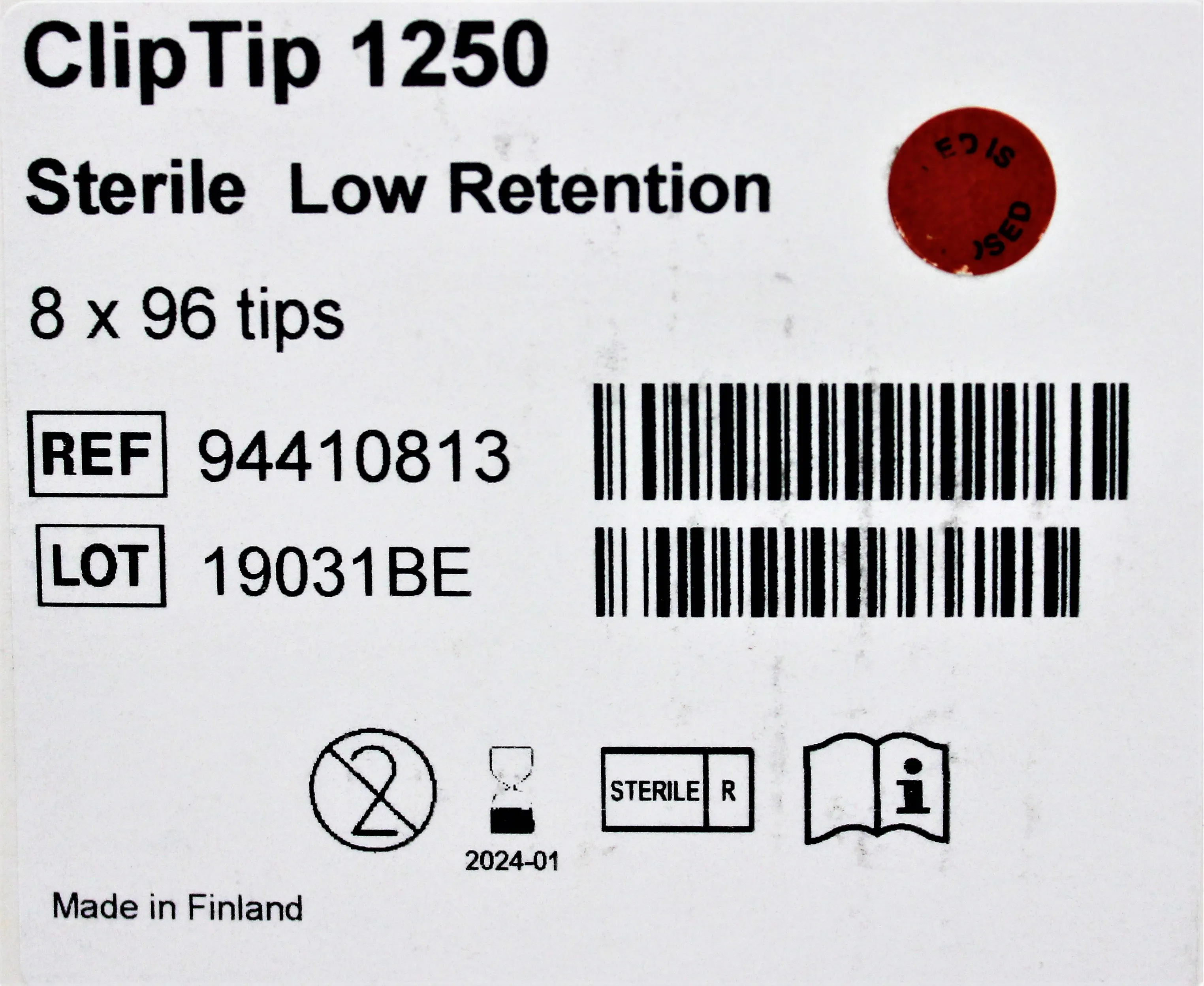 Thermo Scientific Clip Tip 1250 Sterile Low Retention 8 X 96 Tips/Rack, 1 Pack