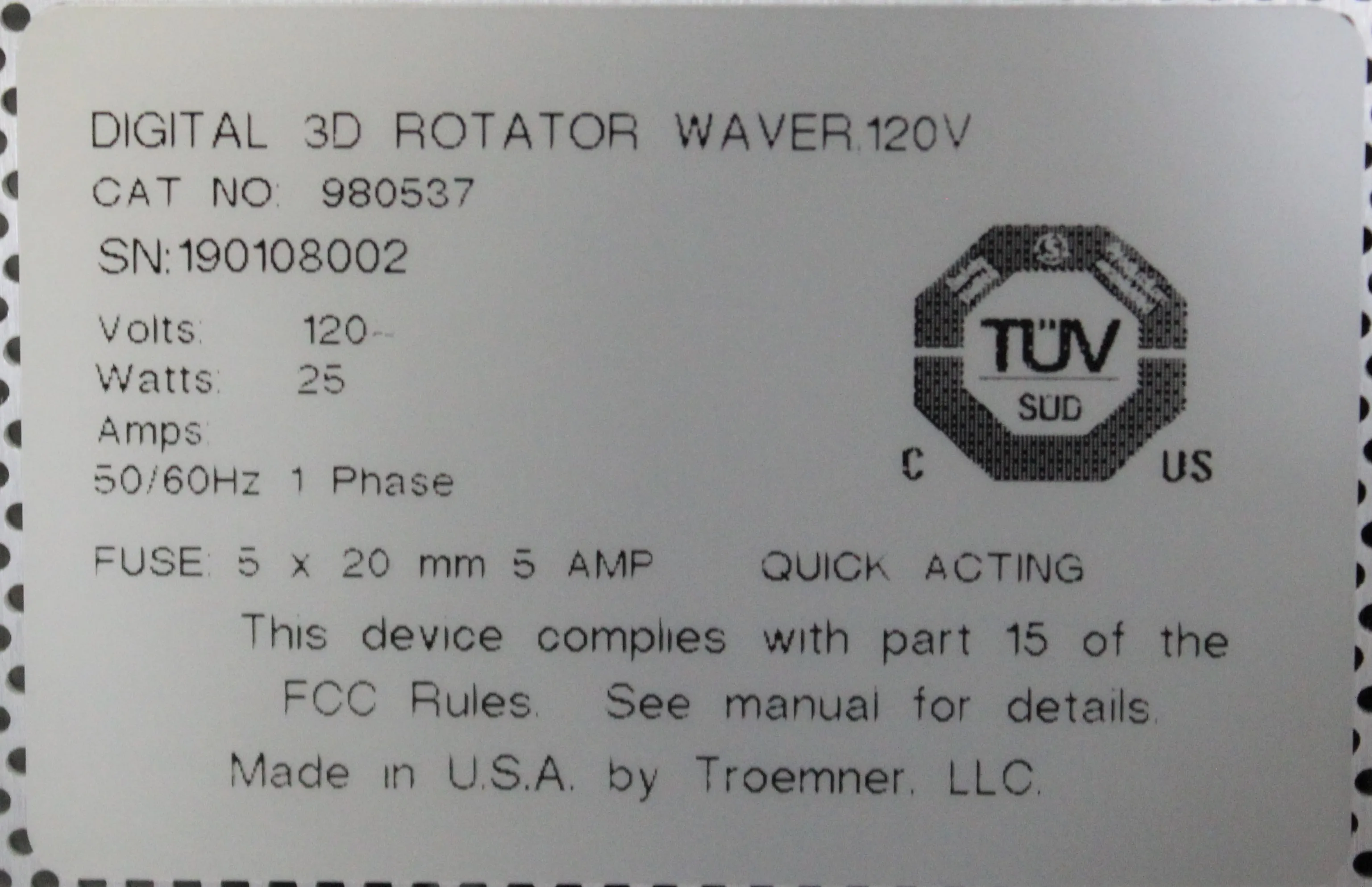 TALBOYS 1000RS Digital Rocking Shaker 120V 50Hz/60Hz 30-Day Warranty, 100% Parts and Labor