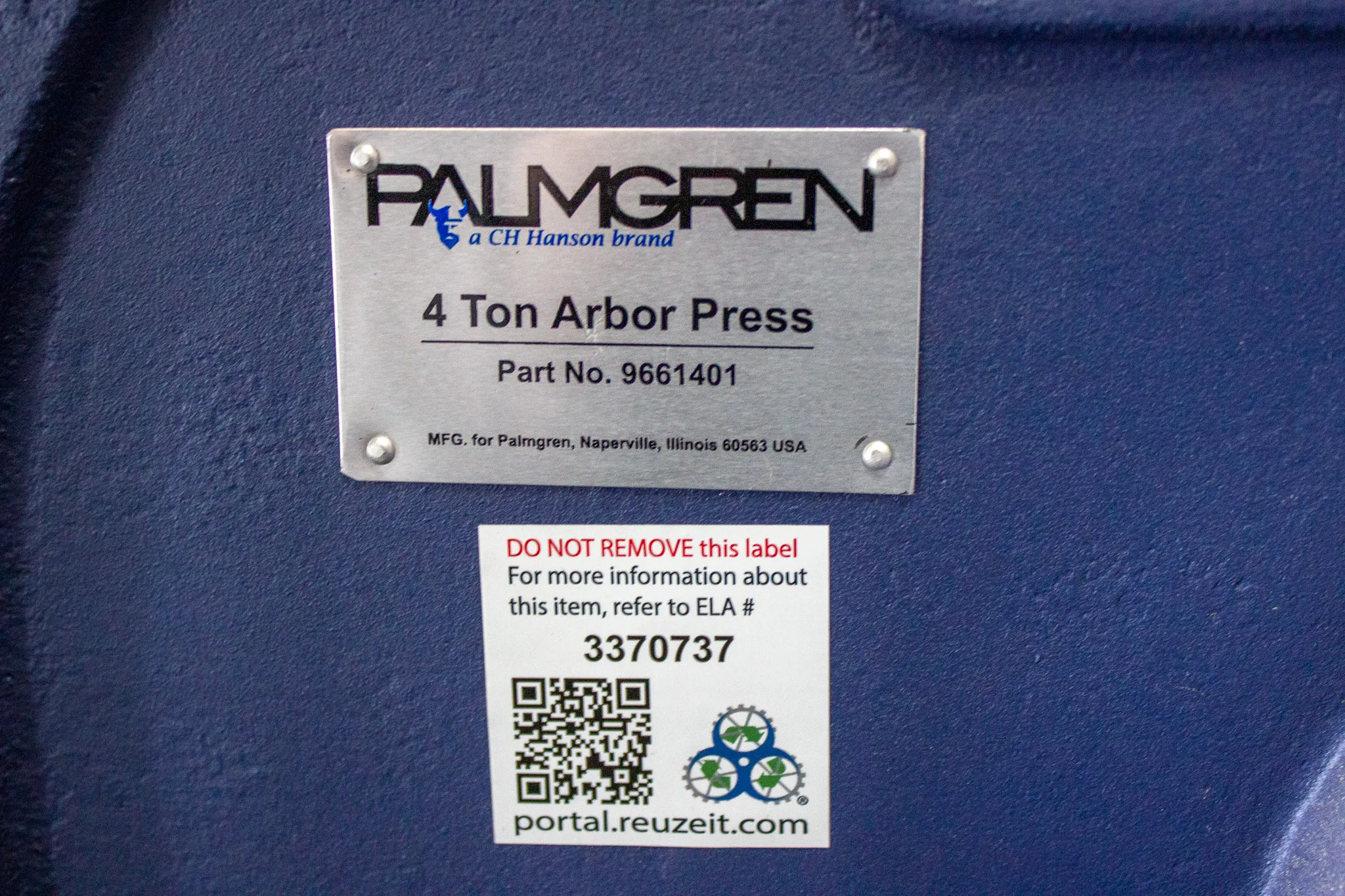 Palmgren 4 Ton Arbor Press P/N 9661401