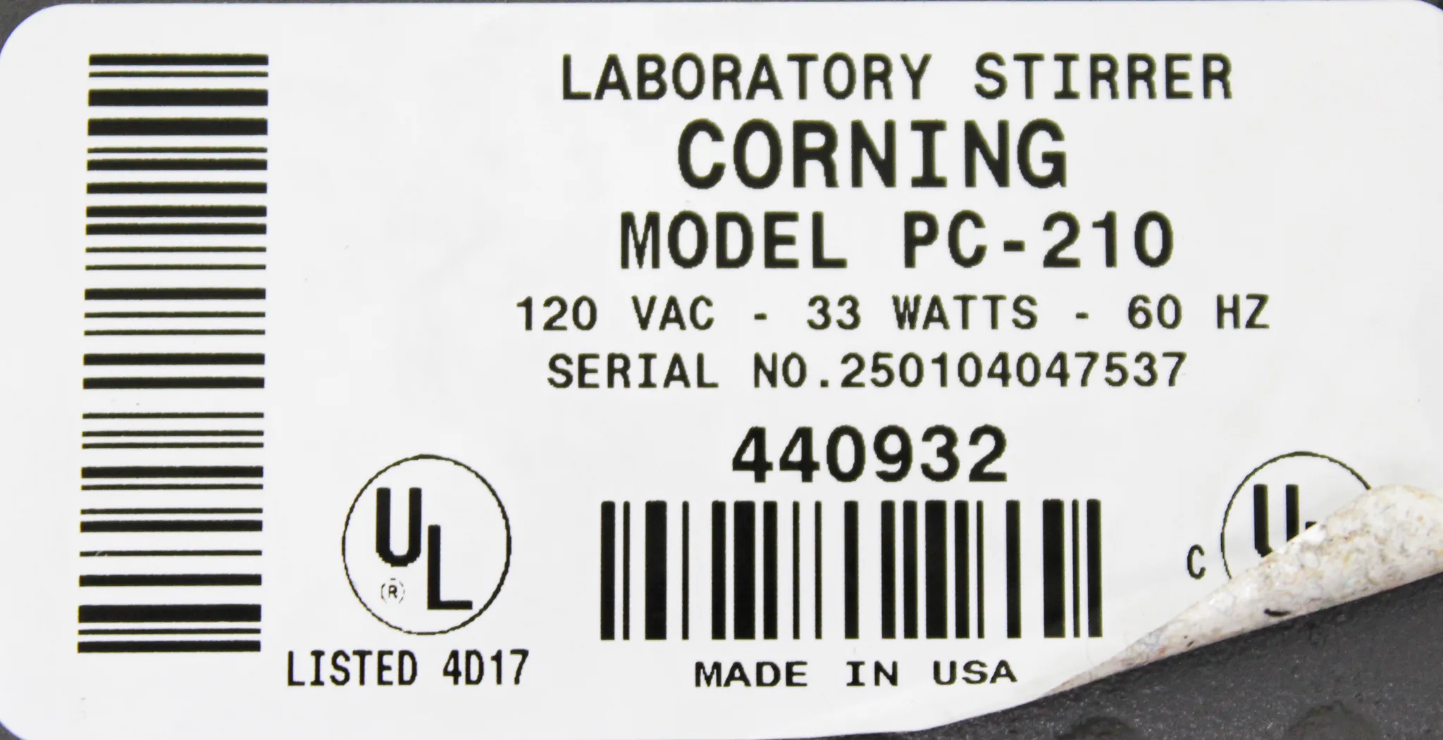 Used Corning PC-210 Laboratory Stir Plate