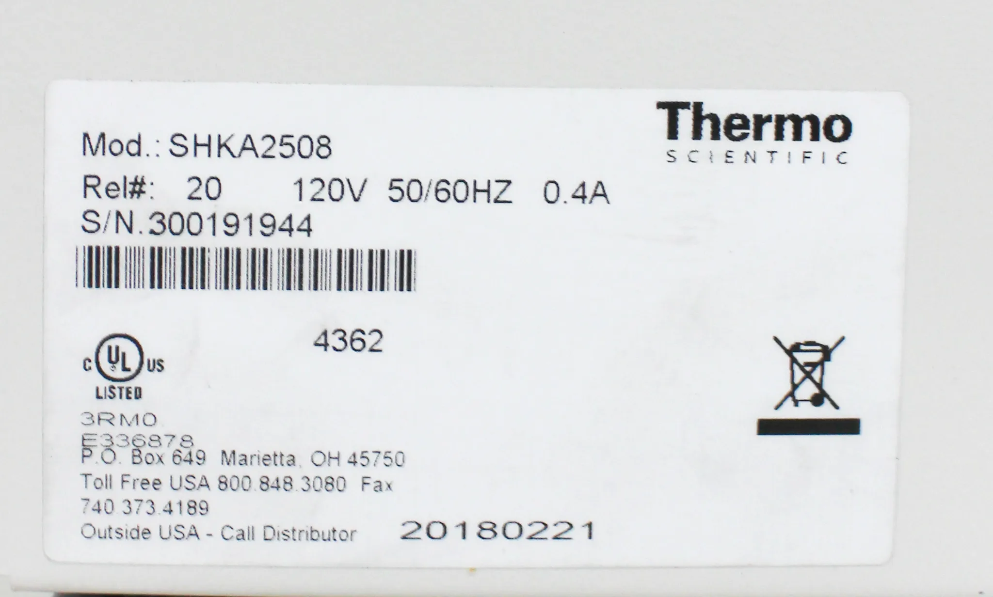 Thermo Scientific Max Q SHKA2508 Dual-Action Orbital Reciprocating Shaker 120V 50/60Hz