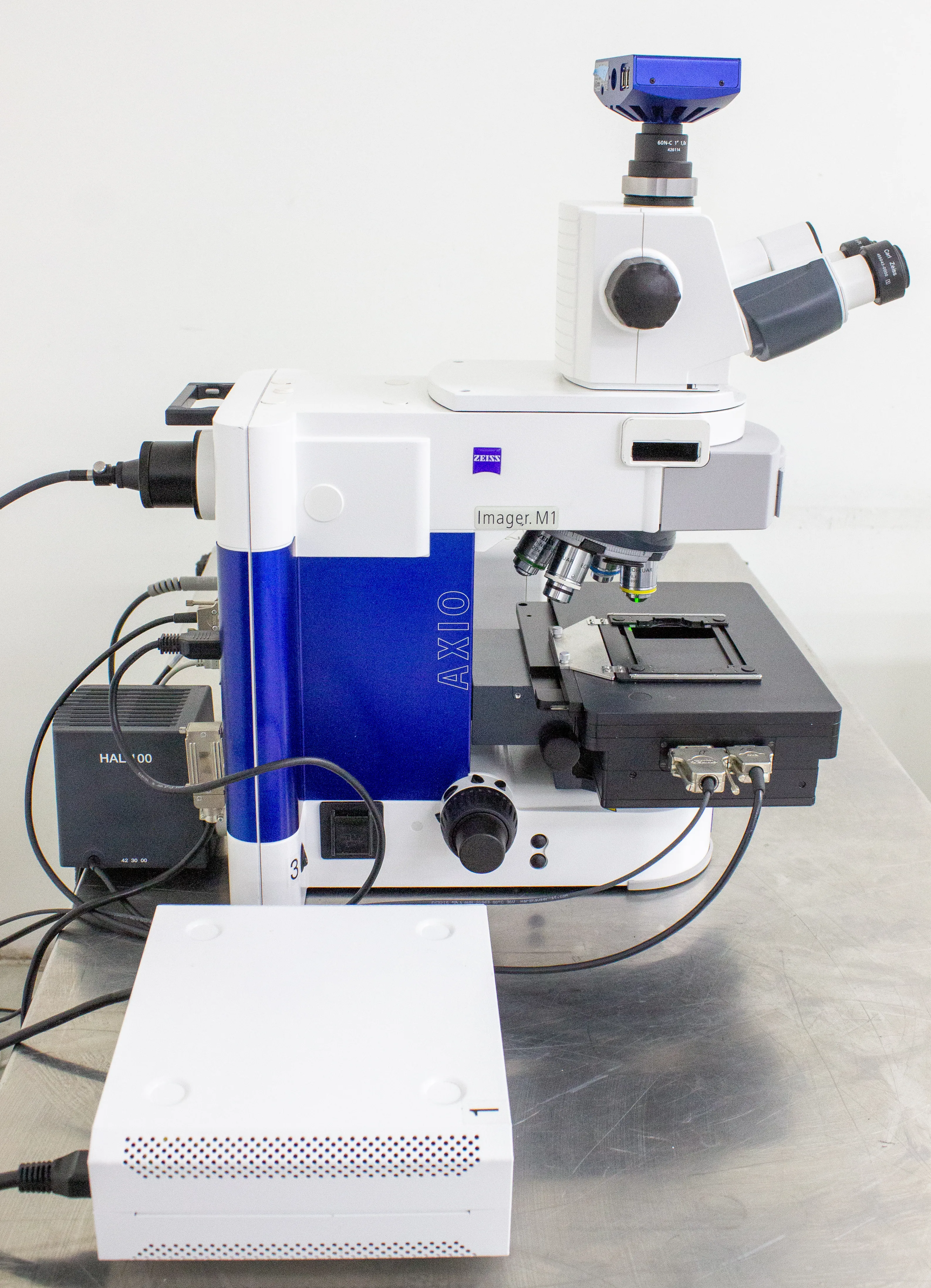 Zeiss Axio Imager M1 Motorized Microscope with Objectives & X-Cite Series 120Q Fluorescence Illuminator