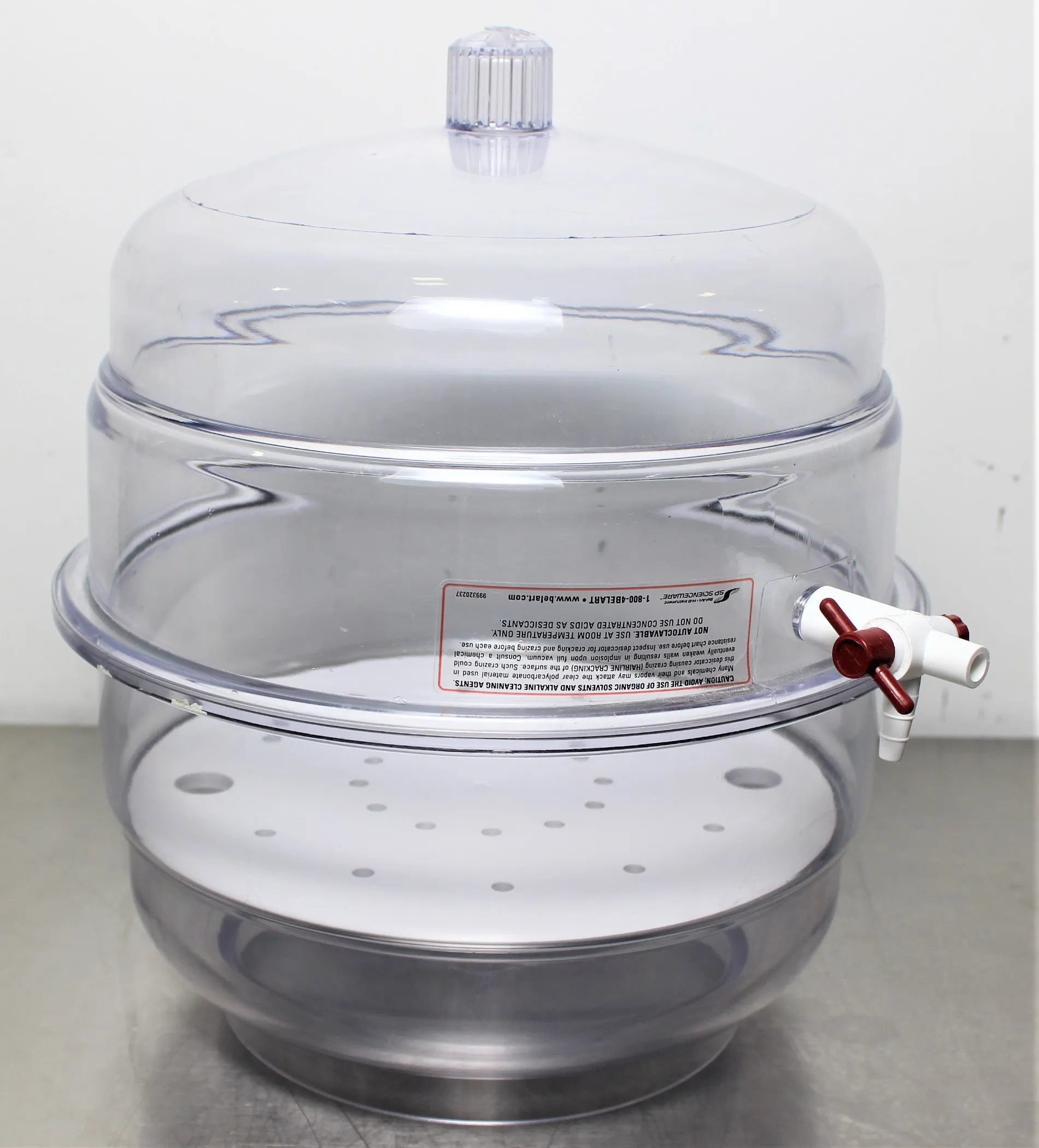 Bel-Art Plastic Vacuum Desiccator Clear 230mm Plate