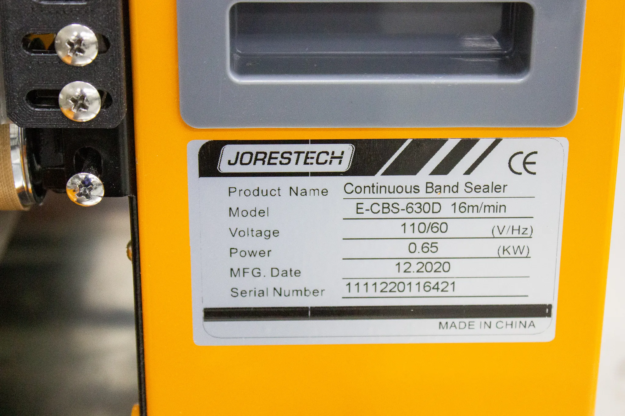 Jorestech Continuous Band Sealer Model E-CBS-630D