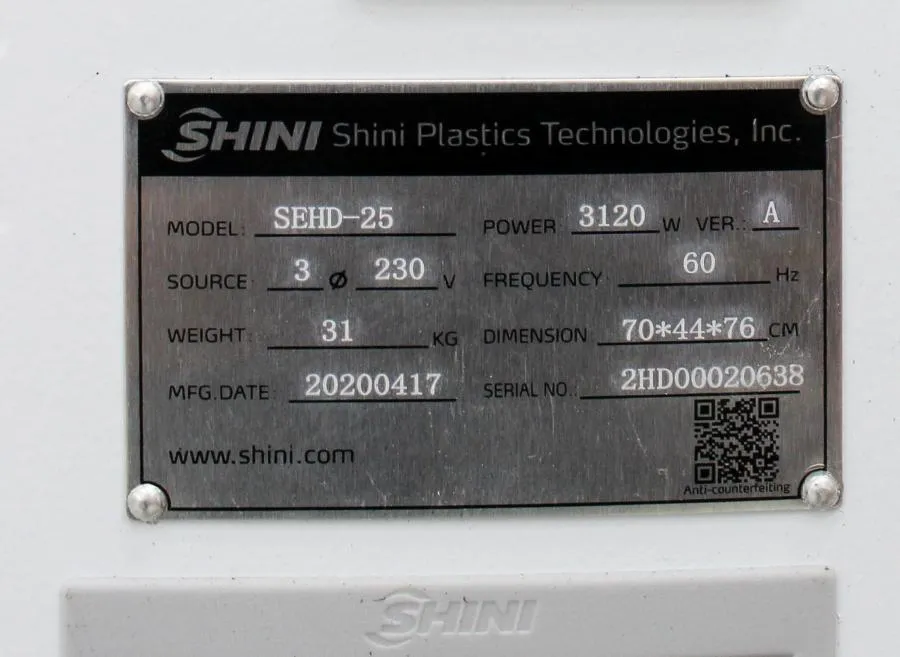 SHD-25 Hopper Dryer for Drying Plastics - Shini - SHD-25 - 30-Day Warranty, 100% Parts and Labor