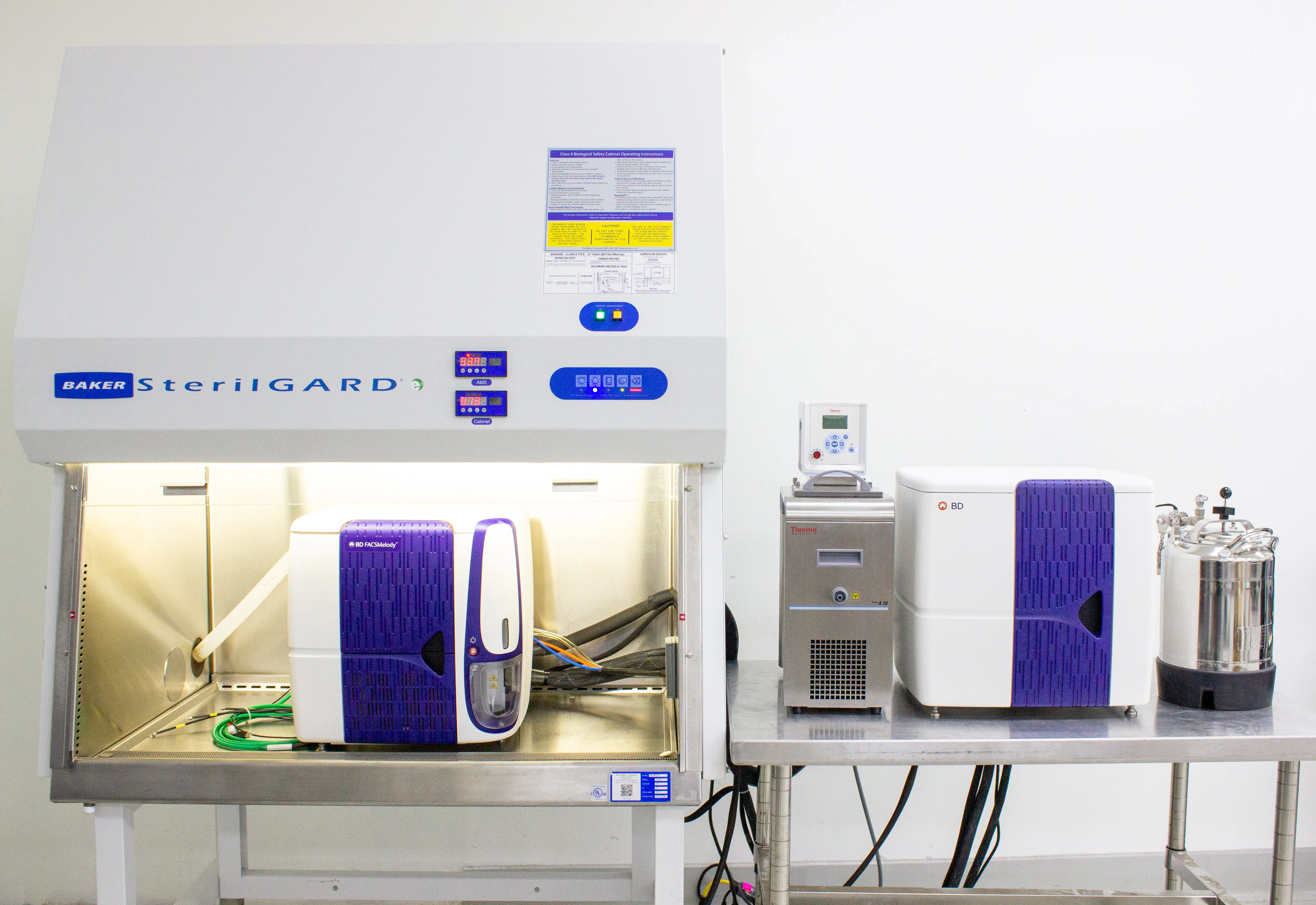 BD FACSMelody Cell Sorter System w/ Baker SterilGard Bio Safety Cabinet BD400XD