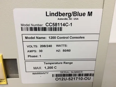 Thermo Scientific Lindberg Blue M CC58114C-1 1200 Control Console for Furnace