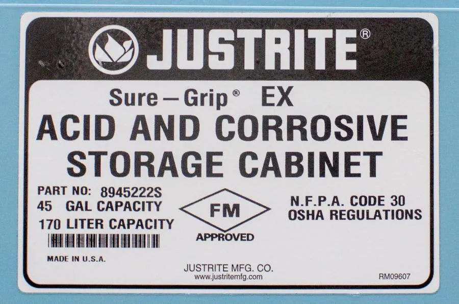 JustRite 45 Gal, 170 Liter, Acid and Corrosive Storage Cabinet P/N 8945222S