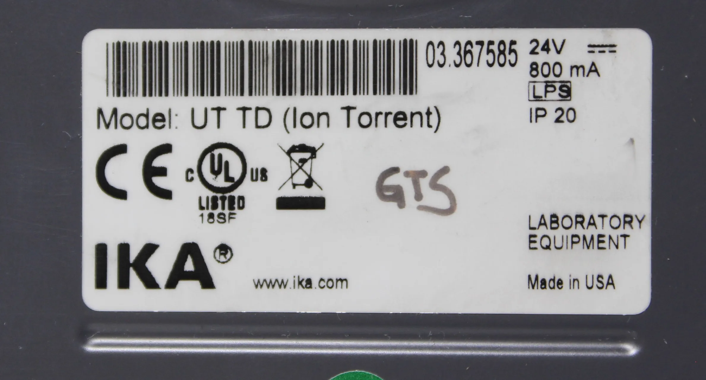 Ion Torrent Ultra-Turrax Tube Drive UT TD 1100 rpm Lab Vortexer