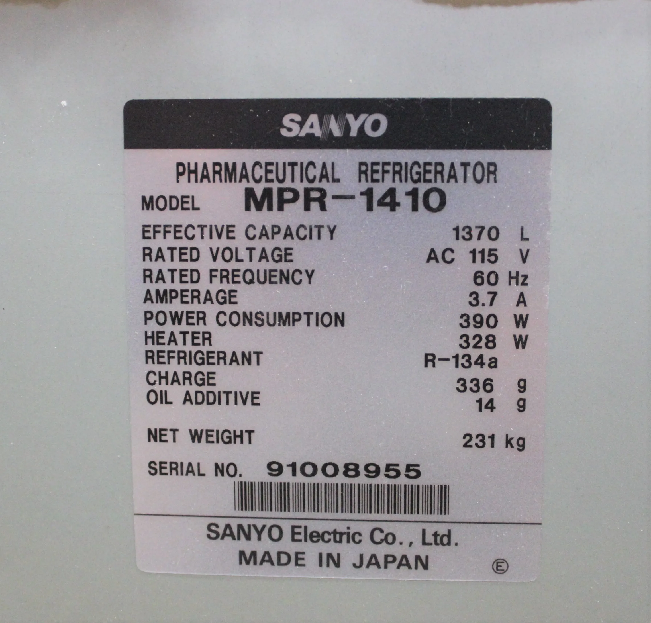 Sanyo MPR-1410 Pharmaceutical Refrigerator 48.4 cu. ft.