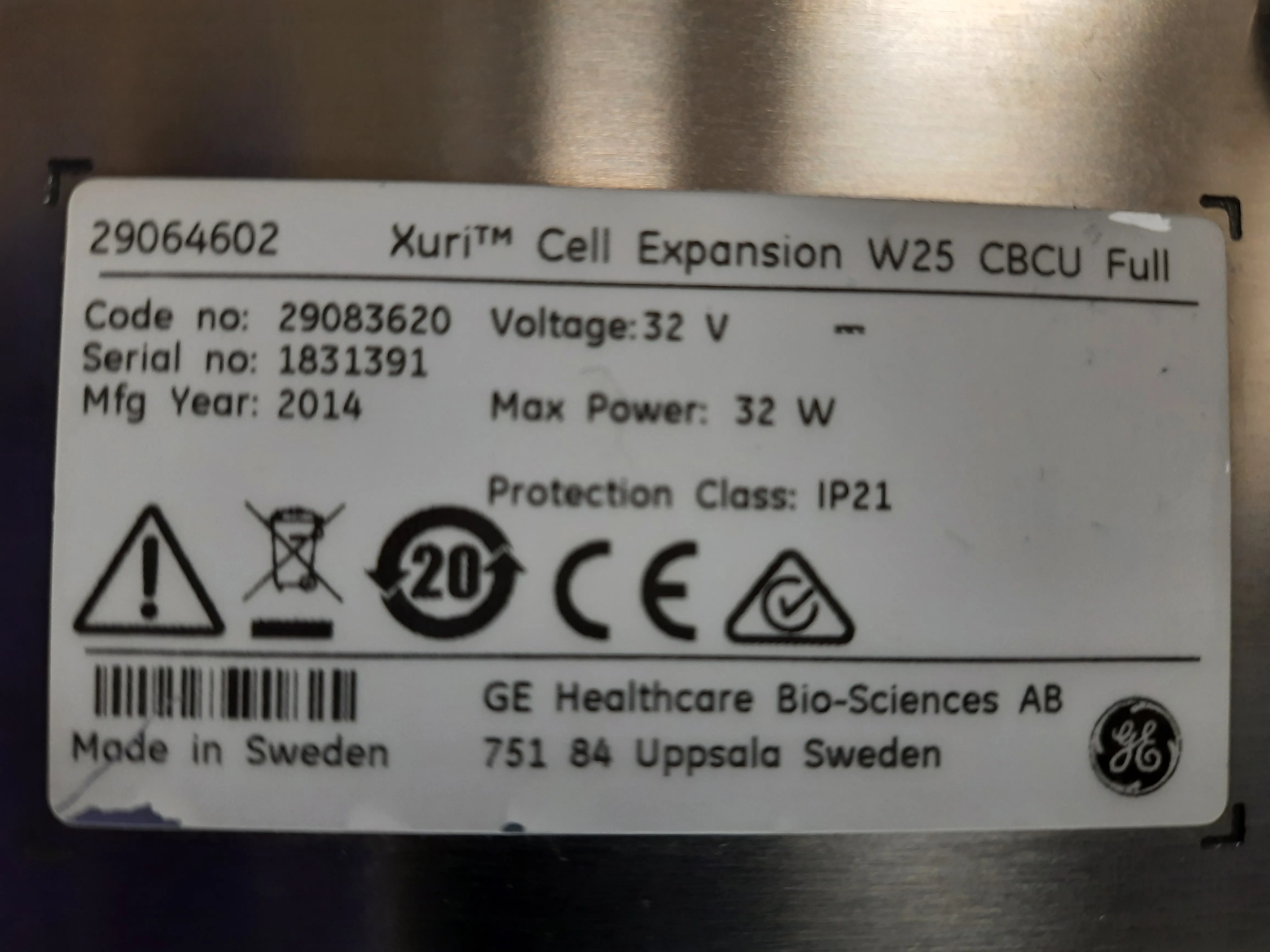 GE Healthcare Xuri Cell Expansion System W25 29-0645-68 Cell Harvester